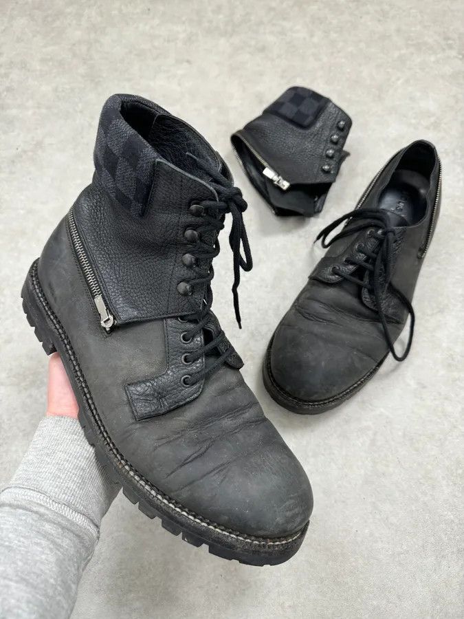 Louis Vuitton Louis Vuitton Lace-Up Detachable Black Eroded Leather Boots Size US 9 / EU 42 - 1 Thumbnail