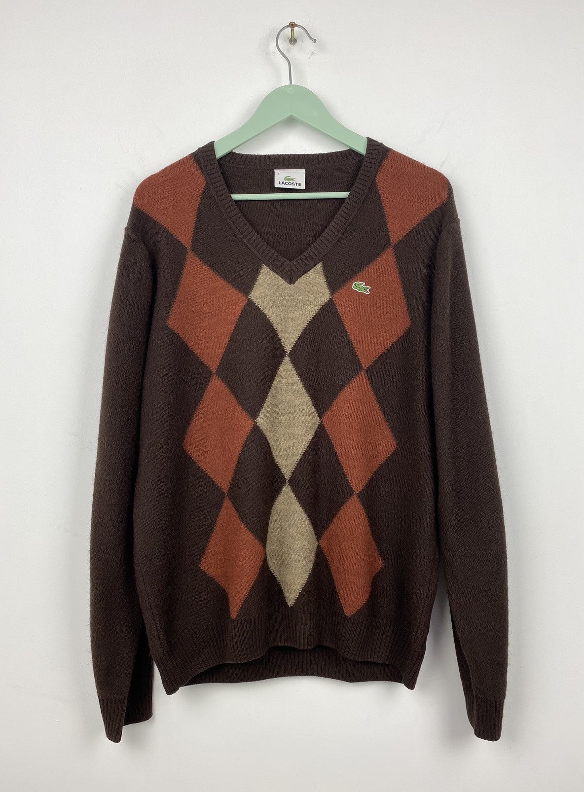 Lacoste Vintage Lacoste V Neck Wool Alpaca Sweater Burberry Ralph Size US L / EU 52-54 / 3 - 1 Thumbnail