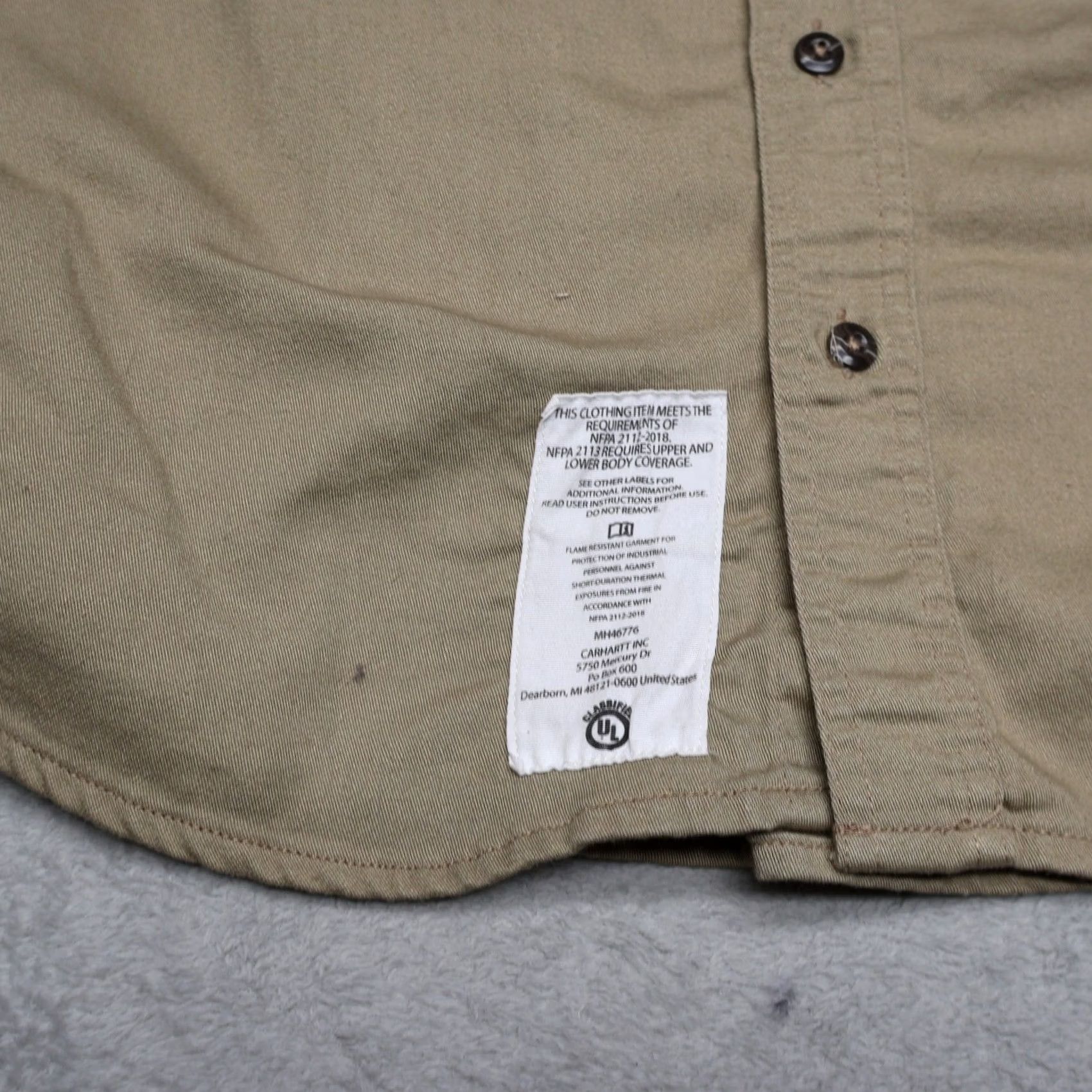 Carhartt VINTAGE Carhartt FR Shirt Mens XL Beige Flame Resistant Long Sleeve Button Up Rugged Size US XL / EU 56 / 4 - 3 Thumbnail