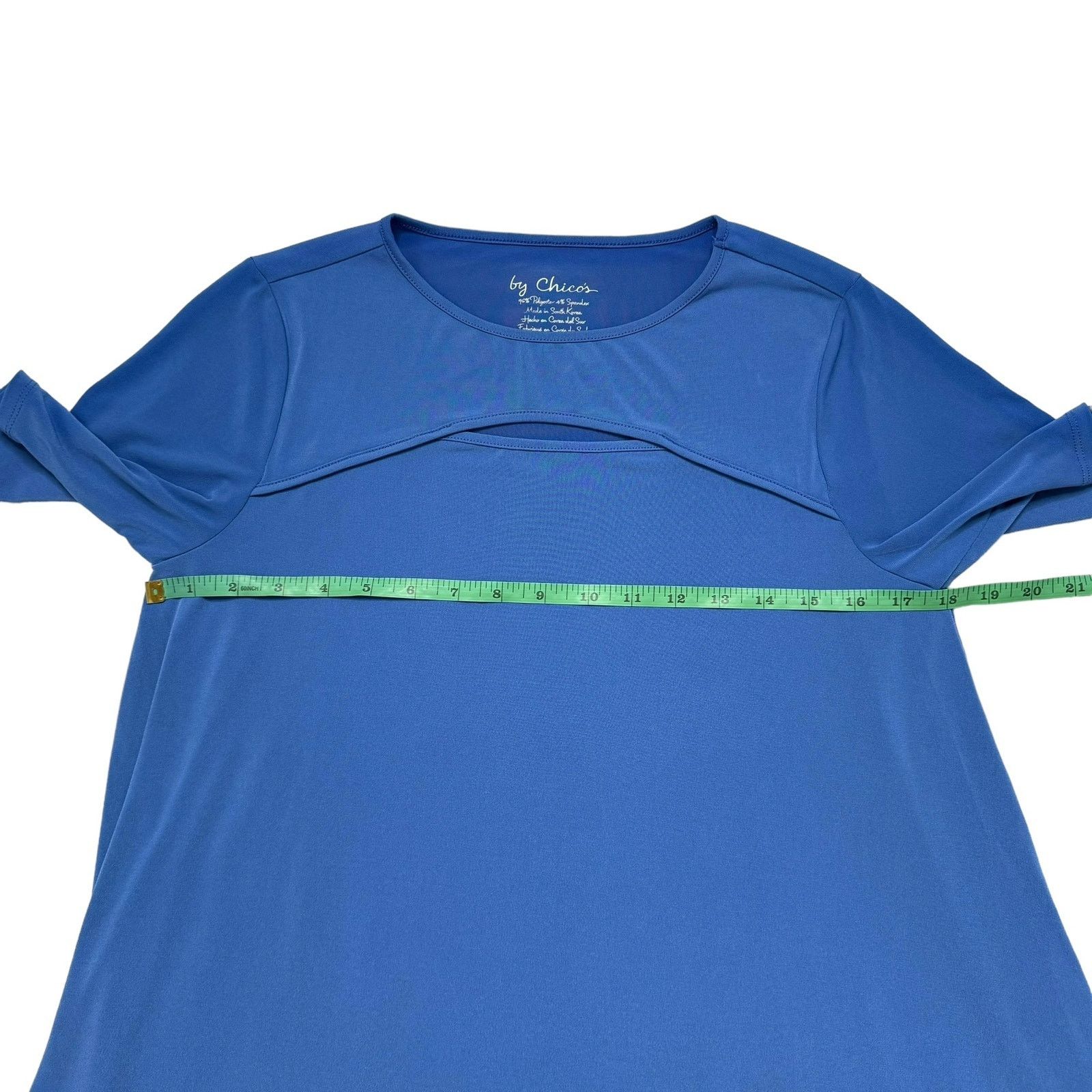 Chicos BY CHICOS Cornflower Blue Keyhole 3/4 Sleeve Top Small 0 Size S / US 4 / IT 40 - 7 Thumbnail