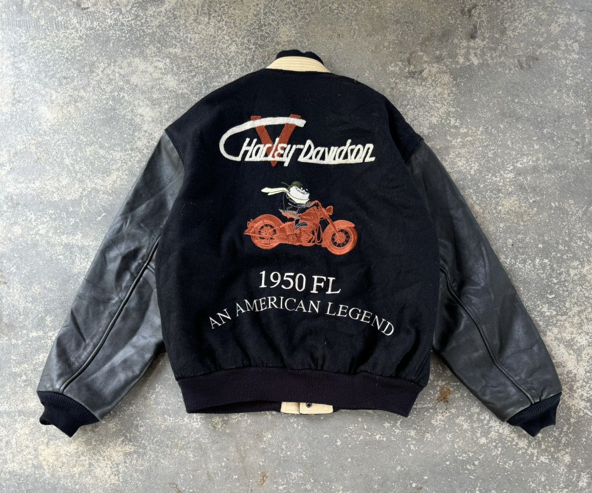 Harley Davidson × Vintage Vintage Harley Davidson x Tazmania Varsity Jacket Size US M / EU 48-50 / 2 - 2 Thumbnail