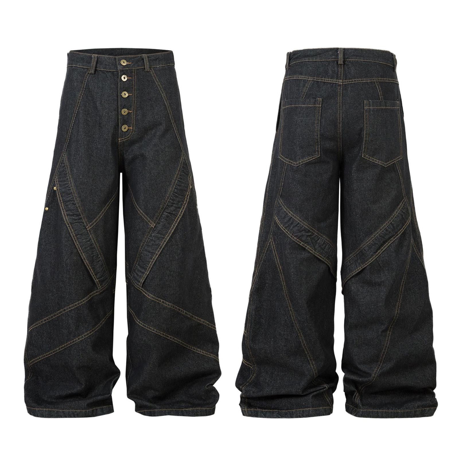Japanese Brand Textured Curved Wide Leg Jeans Size US 32 / EU 48 - 5 Thumbnail