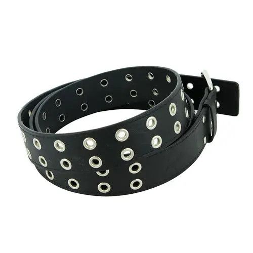 Leather × Vintage Y2K Double Eyelet Leather Belt Unisex Size ONE SIZE - 3 Thumbnail