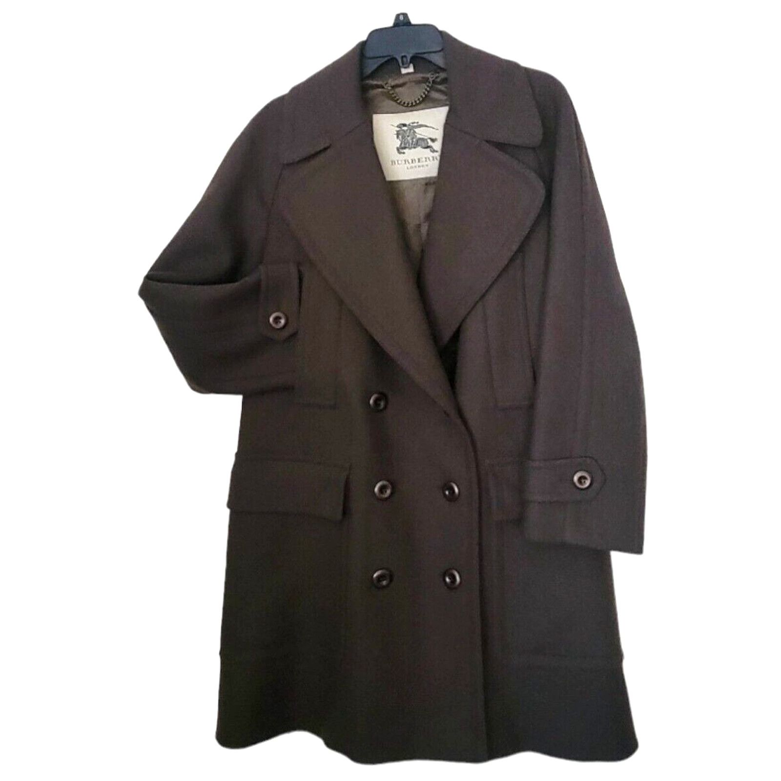Burberry London Wool Wide Collar Double Breasted Women Coat