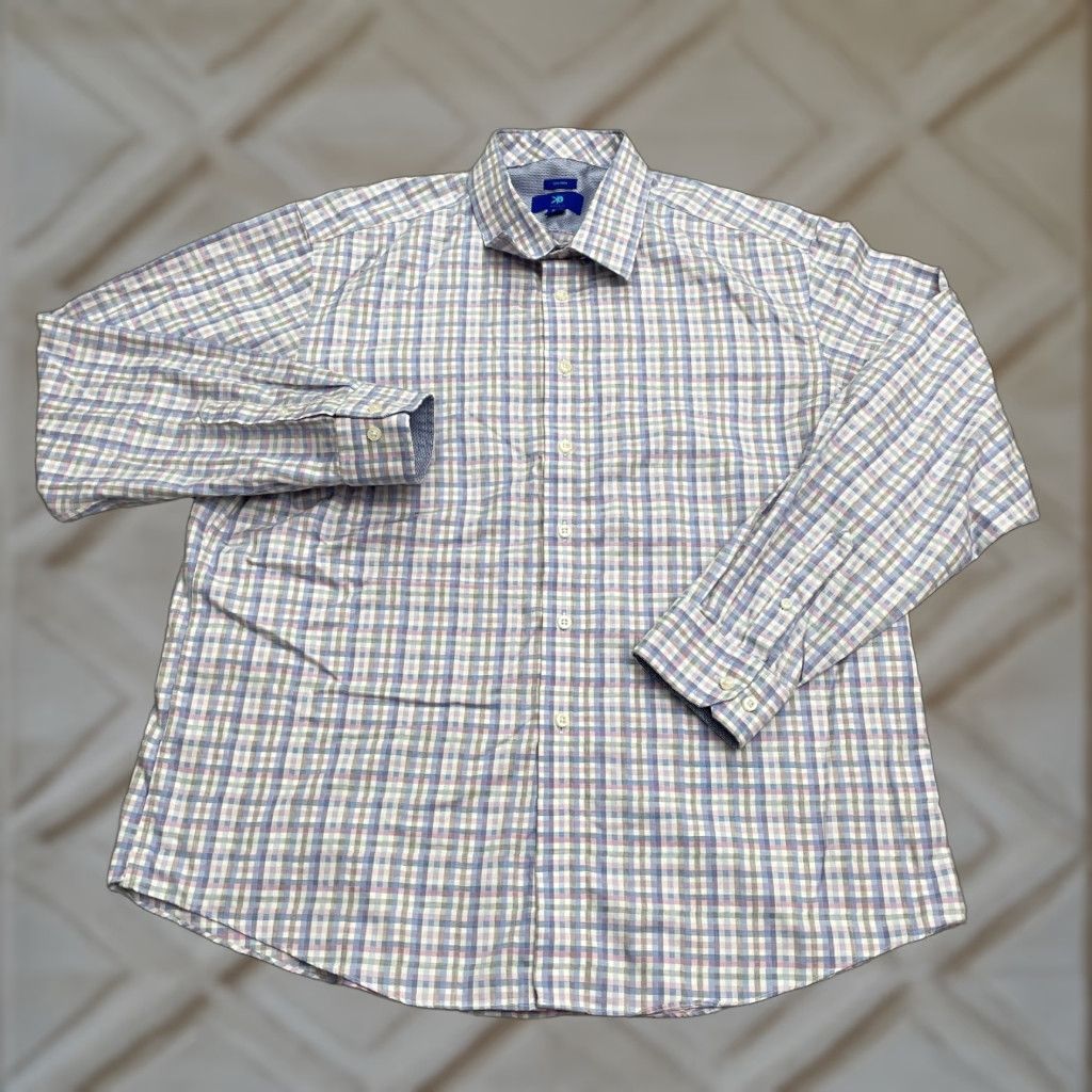 Egara Egara Shirt Mens 2XL Button-Down Plaid Cotton Non-Iron Multicolor All Seasons Breathable Casual Work Size US XXL / EU 58 / 5 - 1 Thumbnail