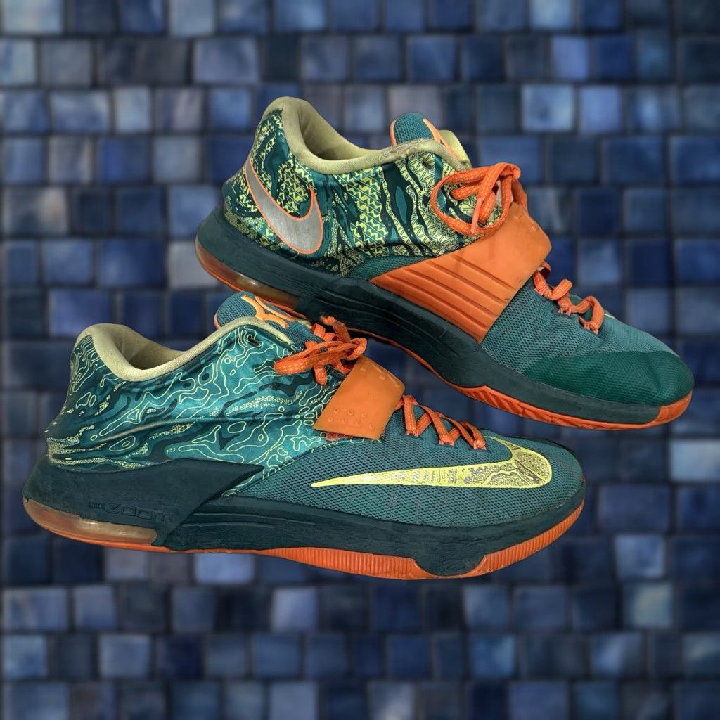 Nike VINTAGE Nike KD VII 7 'Weatherman' Green Orange Yellow Men's Size 12 653996-303 WORN Sneakers Size US 12 / EU 45 - 1 Thumbnail