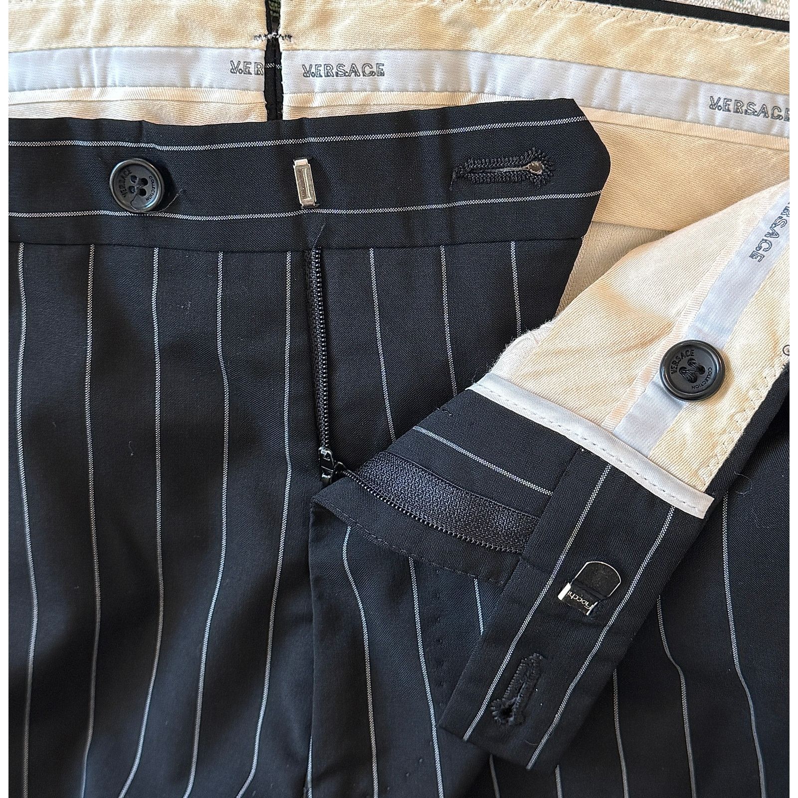Versace VERSACE Men Classic Wool Stripped Trousers Size US 34 / EU 50 - 5 Thumbnail
