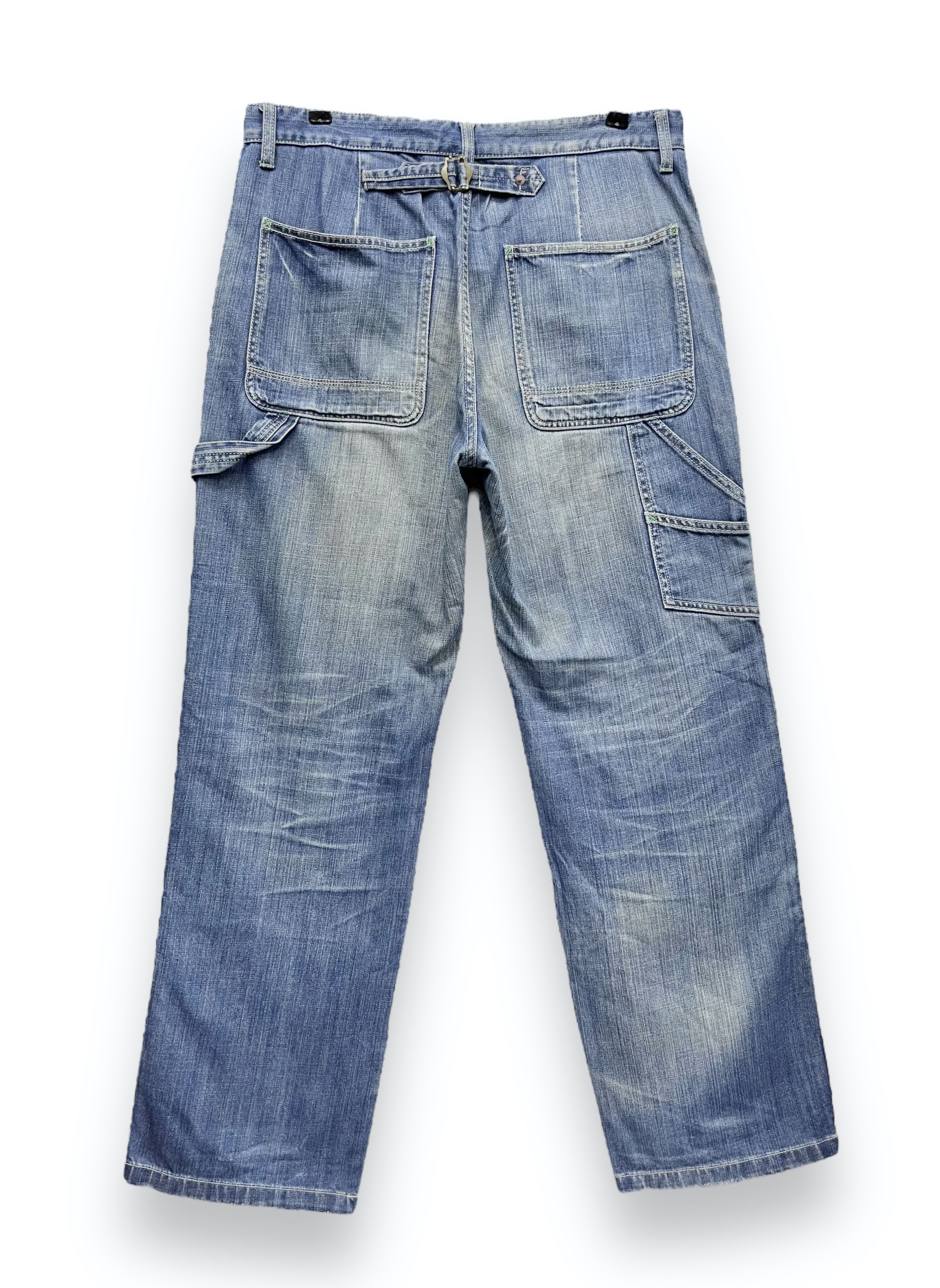 Craftsman FYE🔥90’s SURPLUS Double Knee Carpenter Natural Faded Denim Size US 33 - 3 Thumbnail