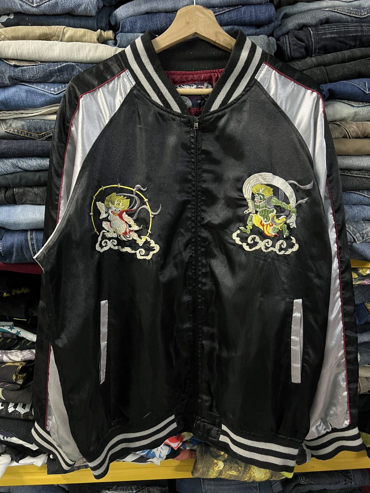 Japanese Brand VINTAGE 90S SUKAJAN SOUVENIL YOKOSUKA EMBROIDERY JACKET Size US L / EU 52-54 / 3 - 1 Thumbnail
