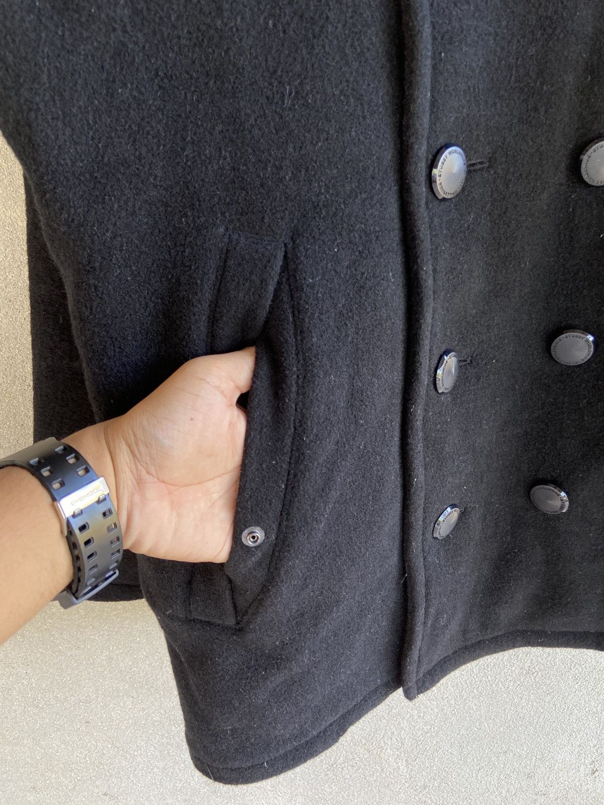 Stussy Vintage Stussy wool pea coat jacket size L Size US L / EU 52-54 / 3 - 6 Thumbnail