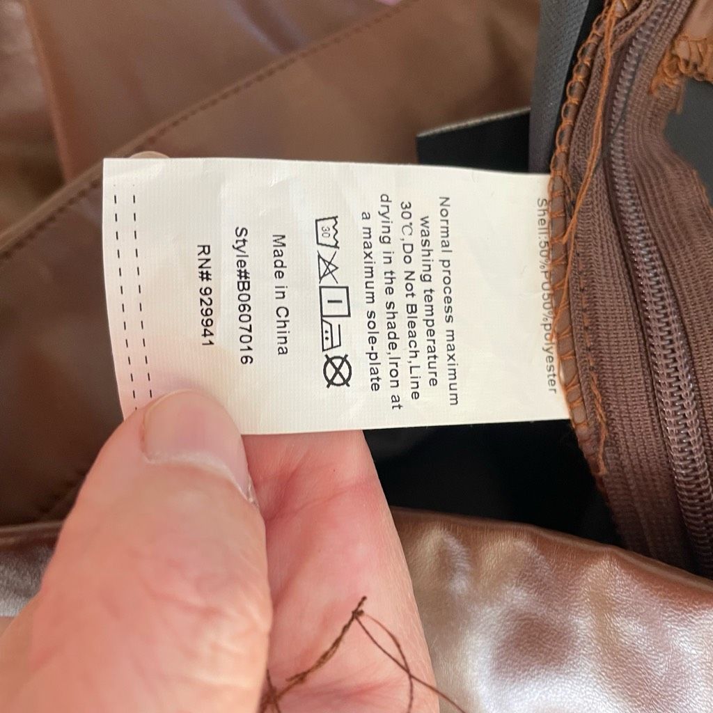 Other S Betro Faux Vegan Leather Brown Side Zip Pants M Long 34” Size 28" / US 6 / IT 42 - 6 Thumbnail