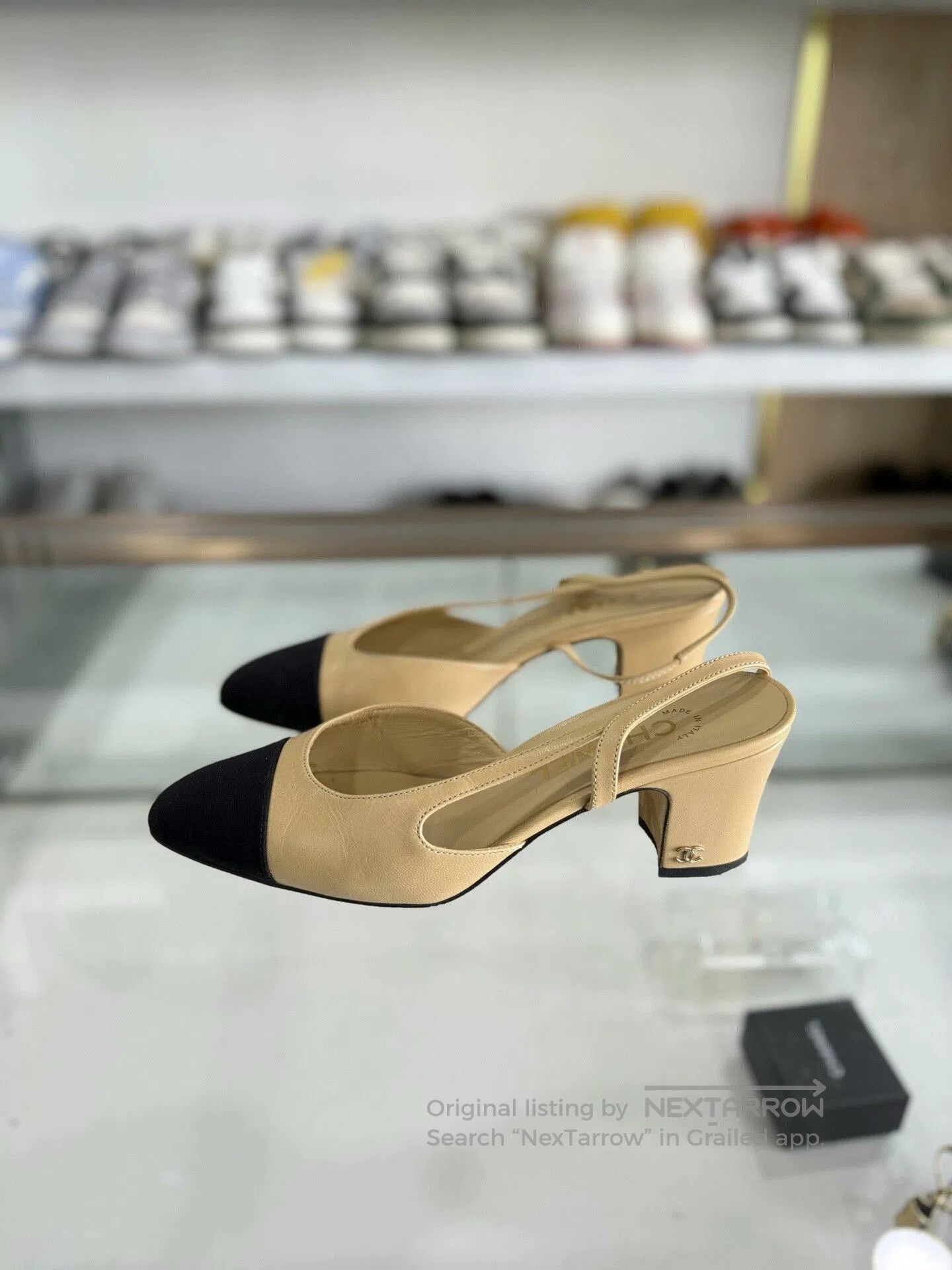 Chanel Chanel Beige Slingback Low Heel Shoes. Size US 6 / IT 36 - 1 Thumbnail