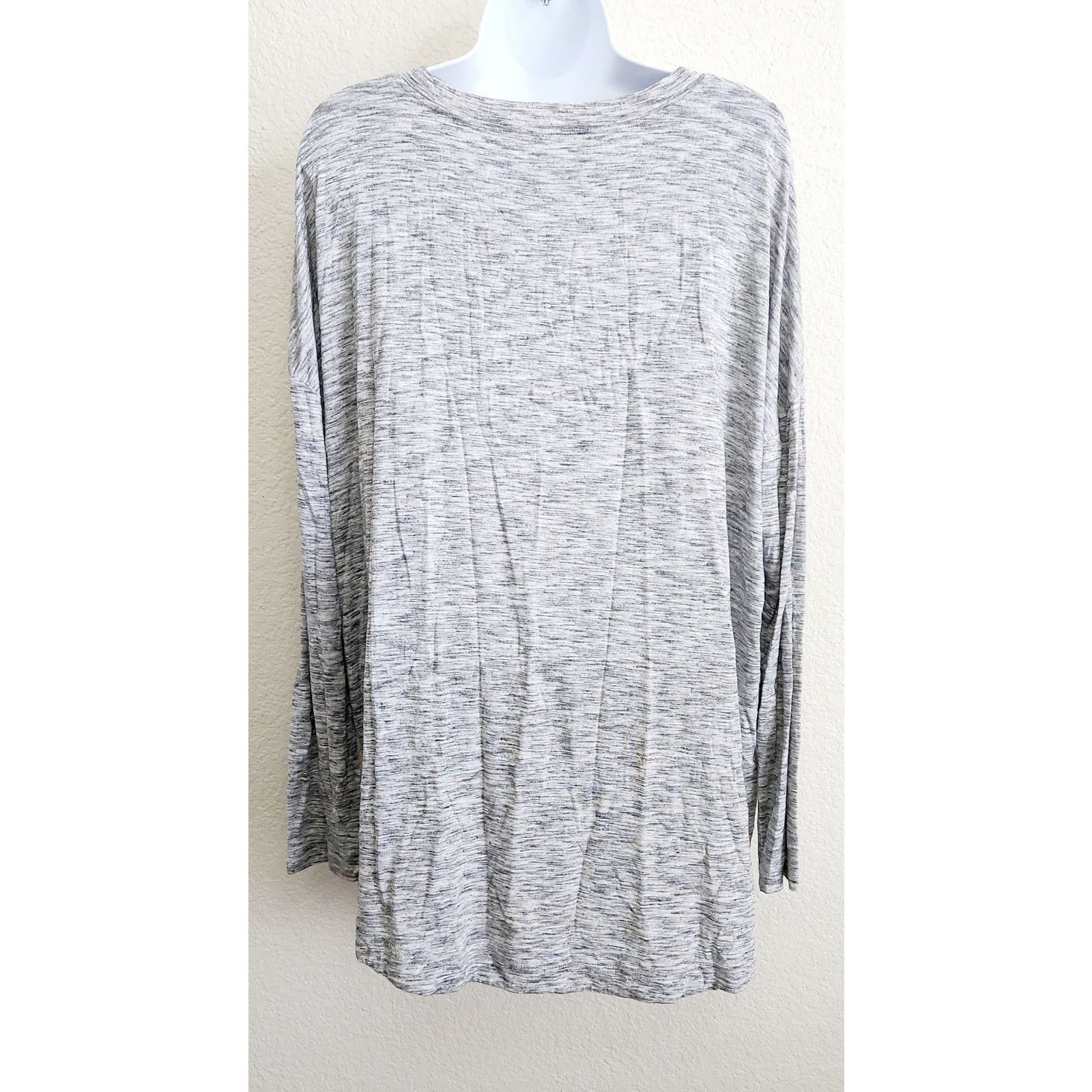 Nordstrom Nordstrom Gray Heathered V Neck Long Sleeve Top Medium Size M / US 6-8 / IT 42-44 - 3 Thumbnail