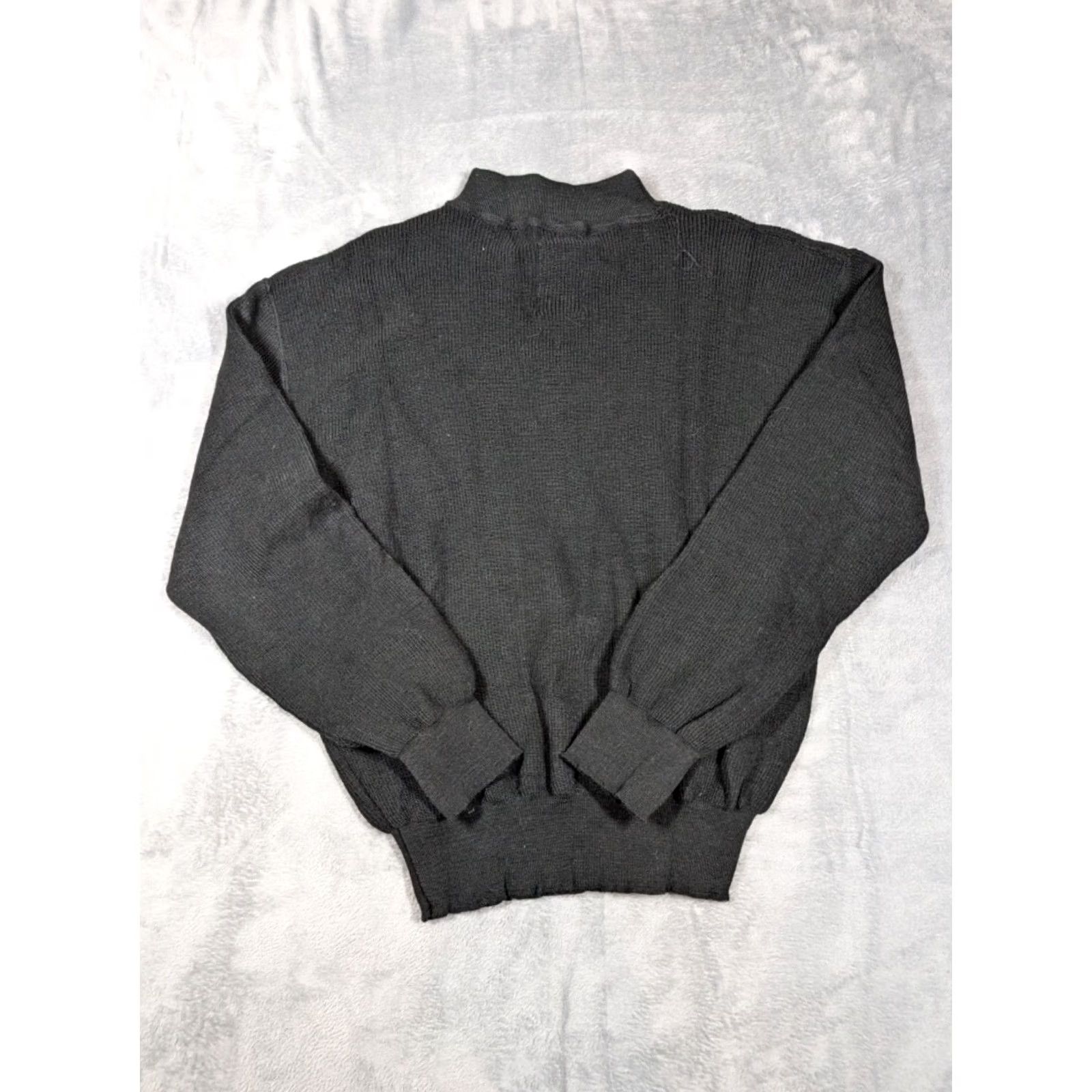 Vintage VINTAGE Mens Wool Sweater Military Fr Fire Resistant Sz XL Extra Large Knit Mock Neck Black Soldiers Army Pullover Regular Warm Casual Workwear Mens Size US XL / EU 56 / 4 - 7 Thumbnail