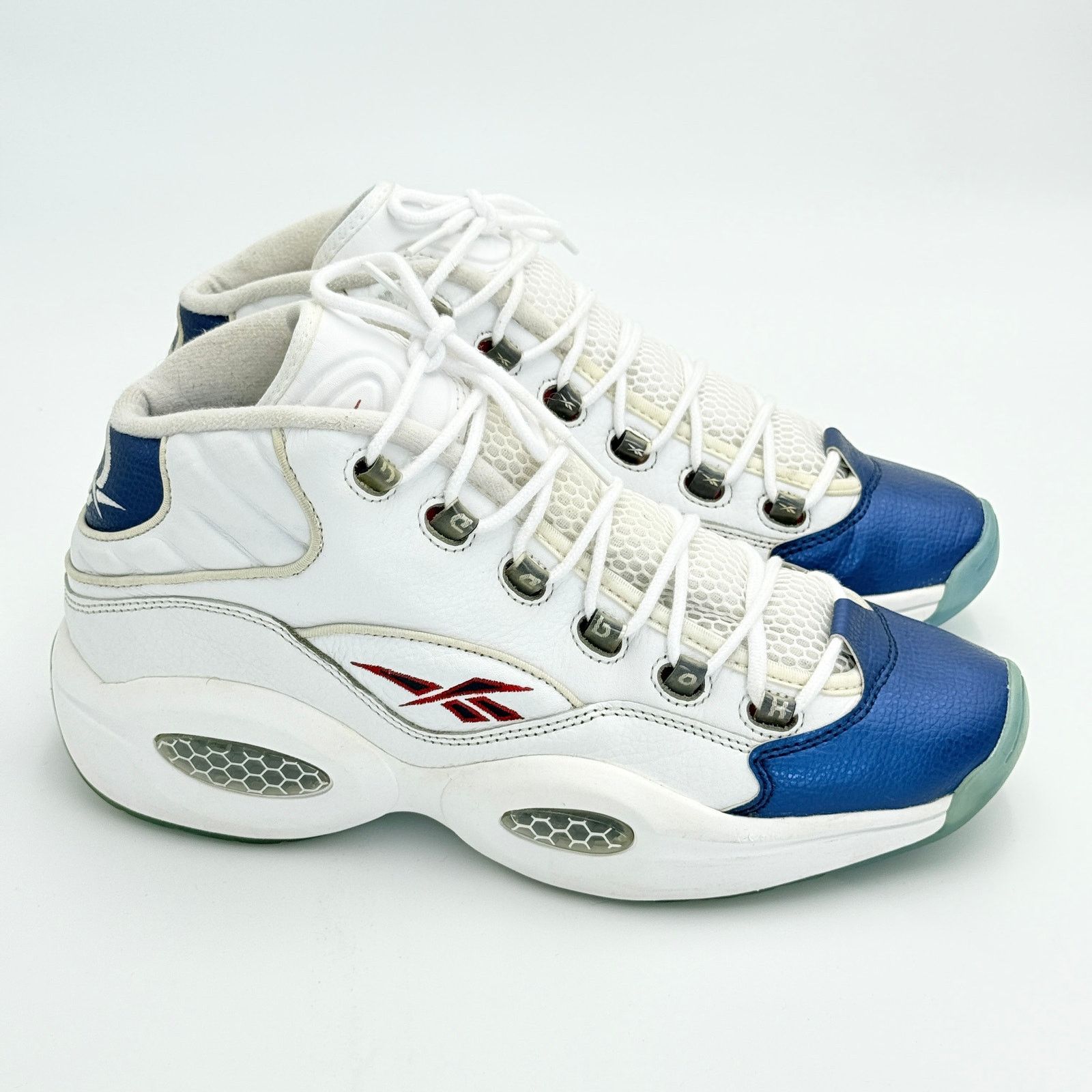 Reebok Reebok Question Mid Blue Toe Allen Iverson White Blue Size US 12 / EU 45 - 1 Thumbnail