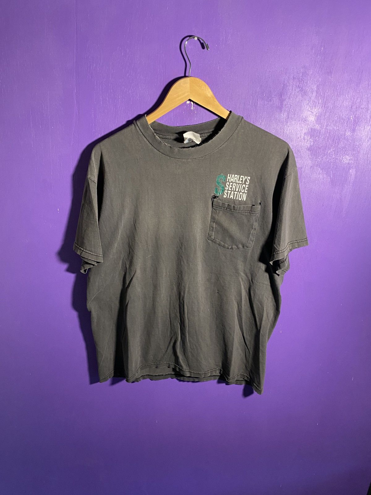 Vintage 1997 Sturgis harley service station pocket tee