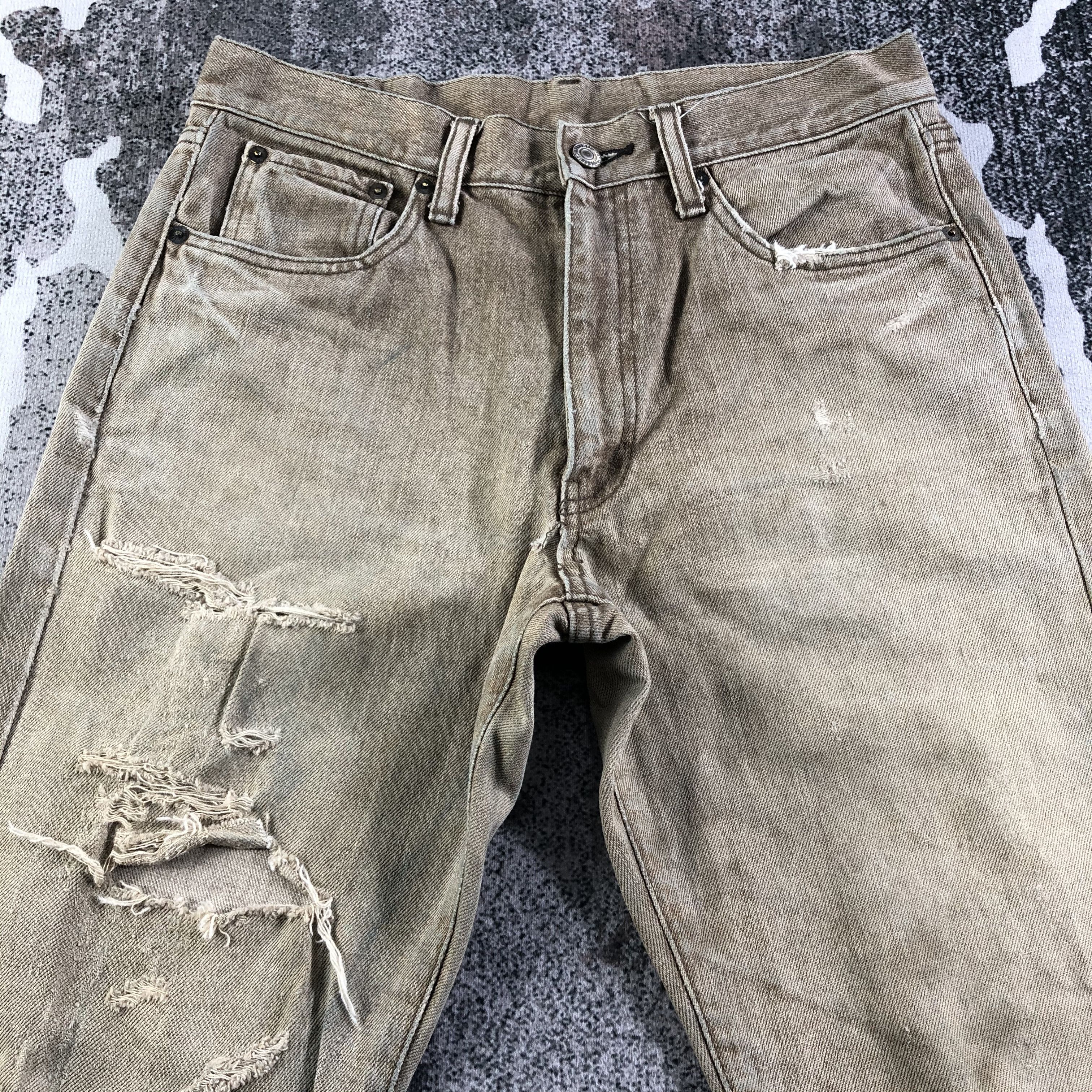 Japanese Brand Vintage Bobson Distressed Jeans Earth Tone Denim KJ2524 Size US 30 / EU 46 - 3 Thumbnail