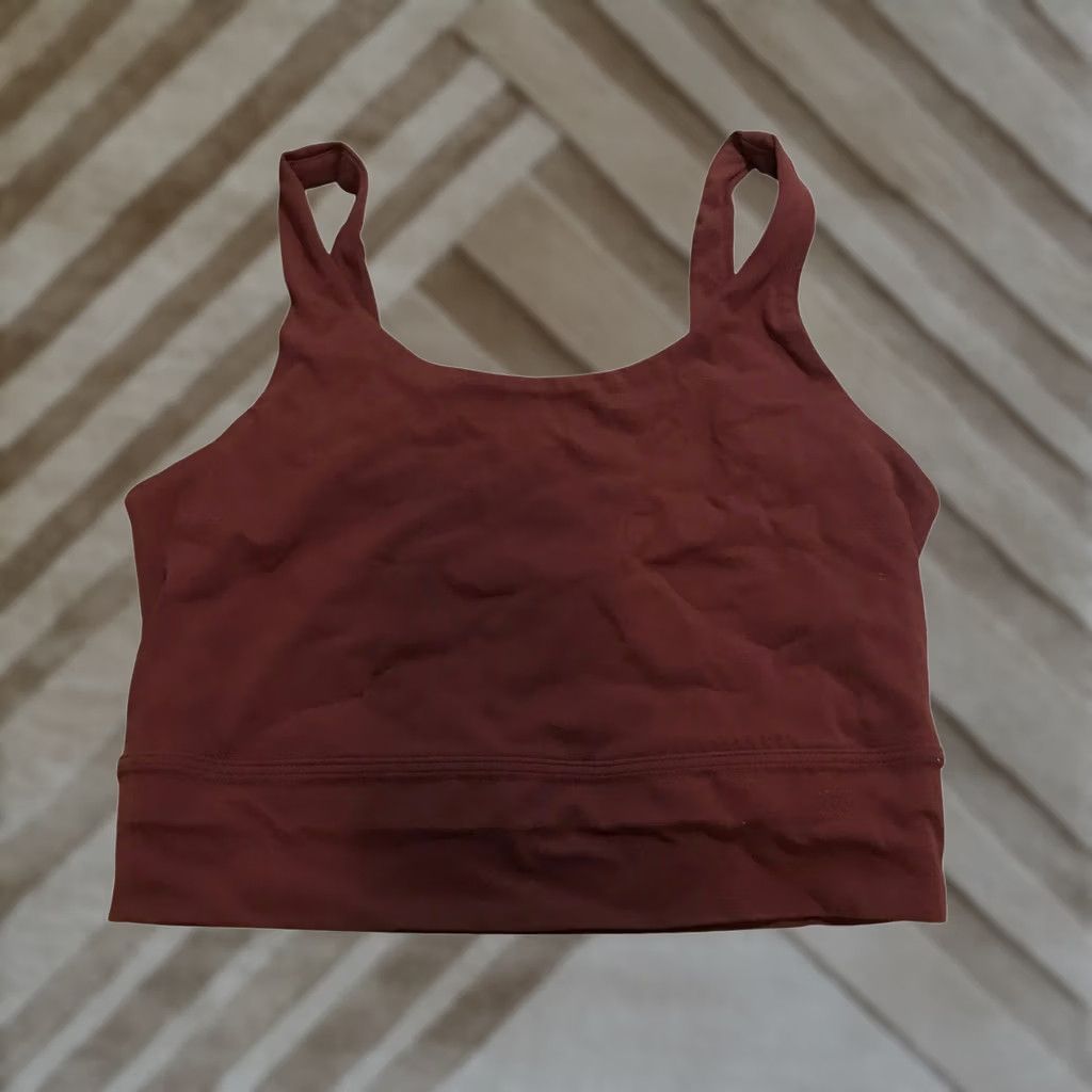 Nike Nike Dri-FIT Longline Womens Sports Bra Burgundy Red Square Neck S Small Size ONE SIZE - 1 Thumbnail