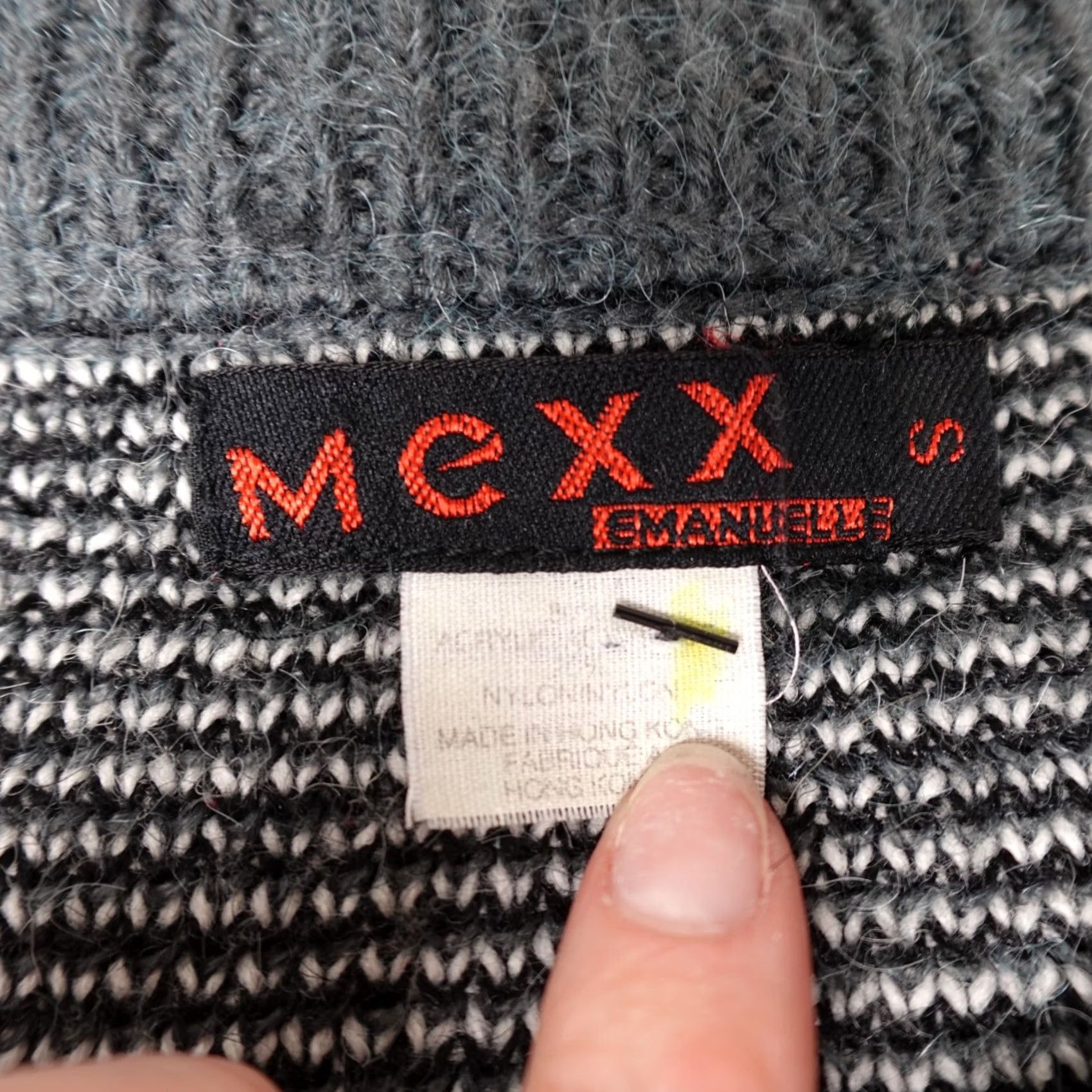 Vintage VINTAGE Mexx Emanuelle Sweater Dress Womens S Black Geometric Knit 90s Pullover Mock Neck Long Sleeve Knit Geometric 90s Womens Size S / US 4 / IT 40 - 3 Thumbnail
