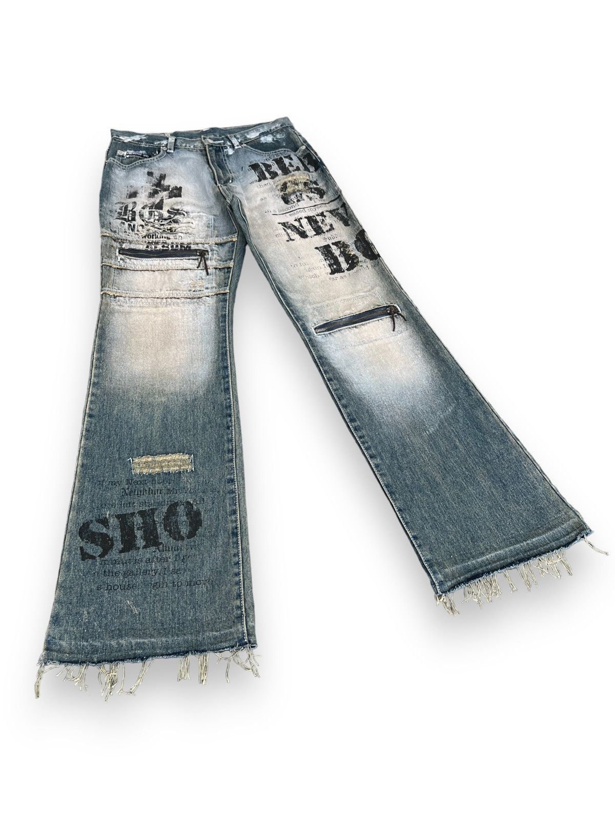 BERNINGS SHO FLARE🔥BERNINGS-SHO Distressed Seditionaries Bondage Zippers Size US 29 - 3 Thumbnail