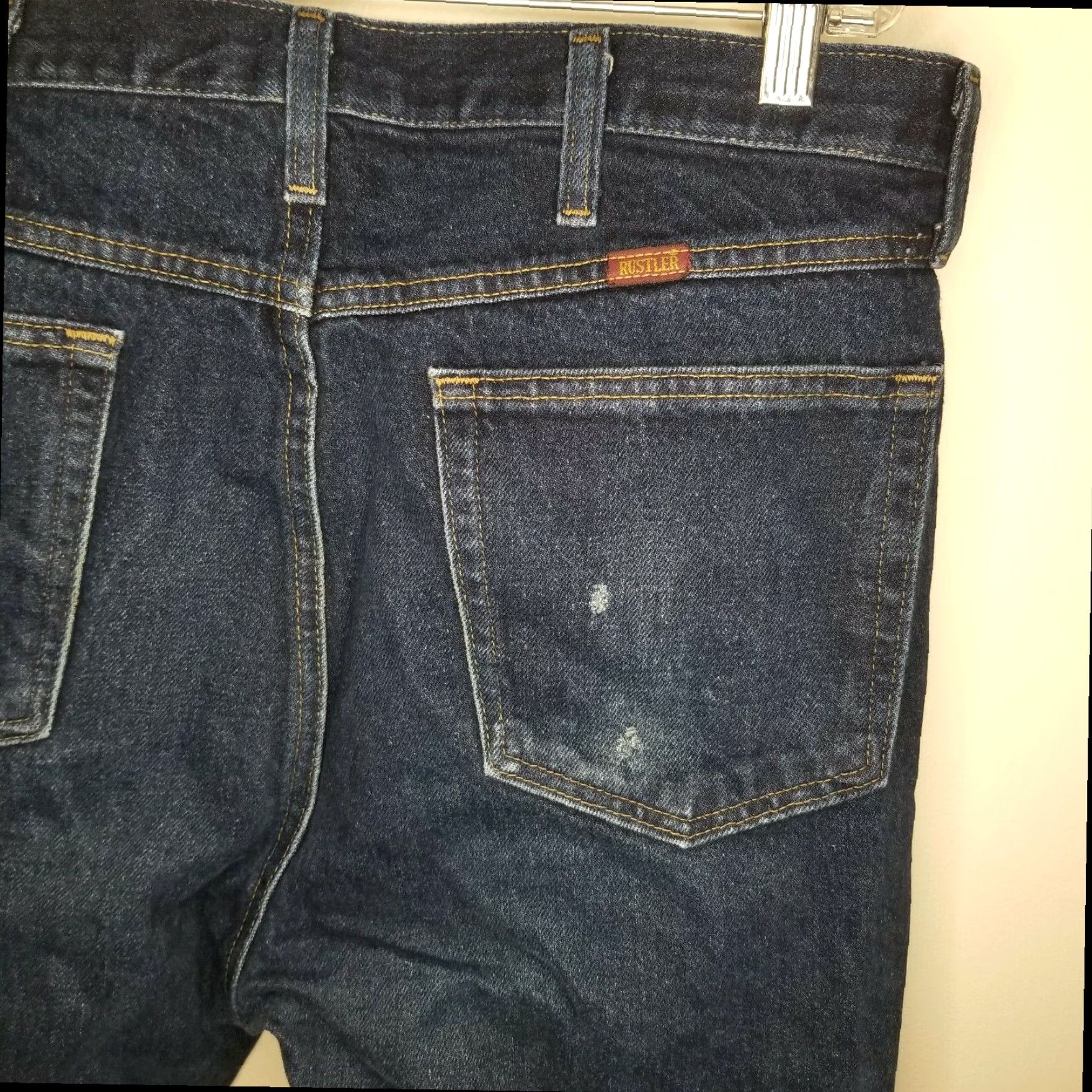 Vintage Rustler Mens Blue Straight Jeans Size 36x34 Size US 36 / EU 52 - 7 Thumbnail
