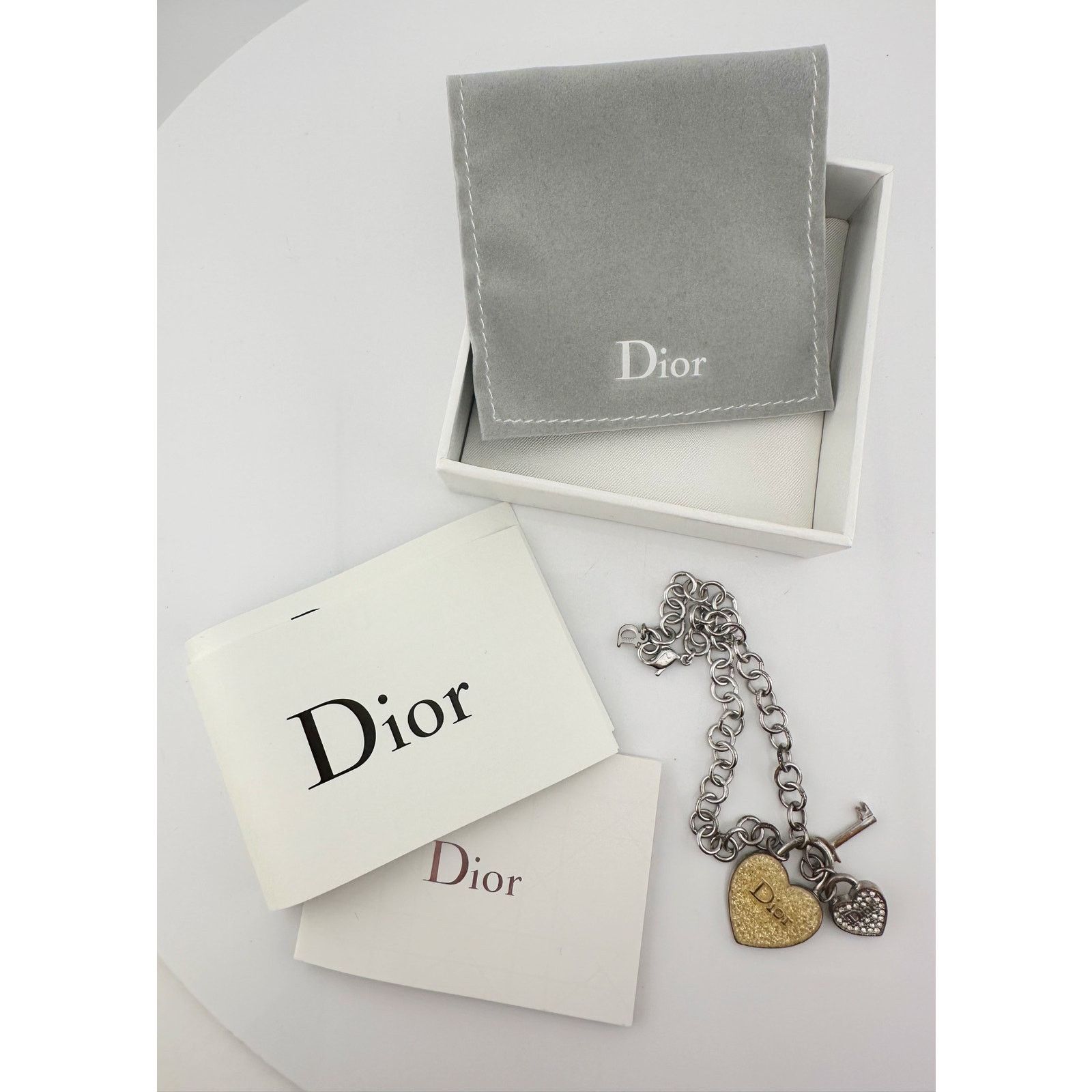 Dior Christian Dior Silver Hear and Key Charm Bracelet Size ONE SIZE - 16 Thumbnail