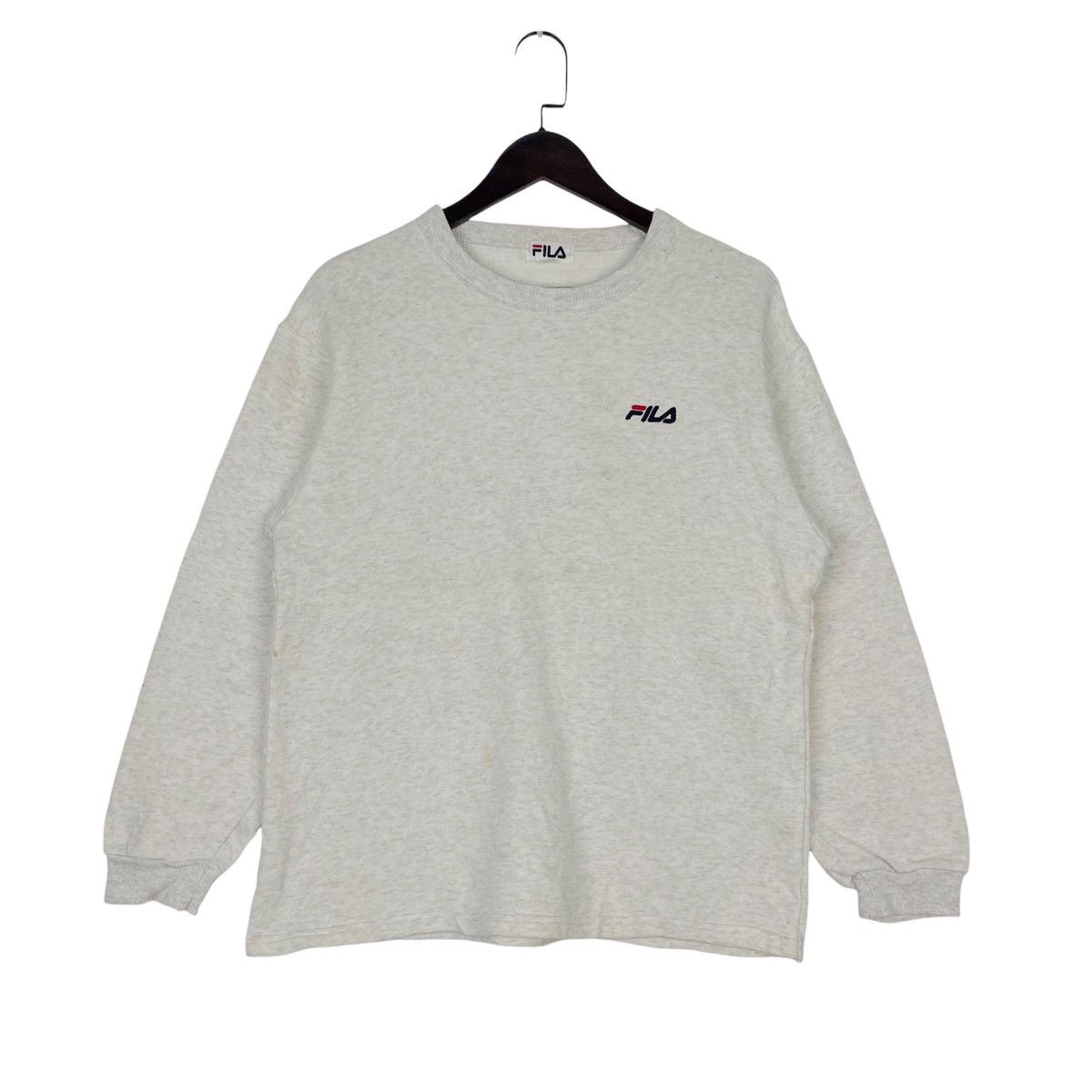Fila × Vintage Vintage FILA Crewneck Sweatshirt Light Gray Pullover Jumper Size US L / EU 52-54 / 3 - 1 Thumbnail