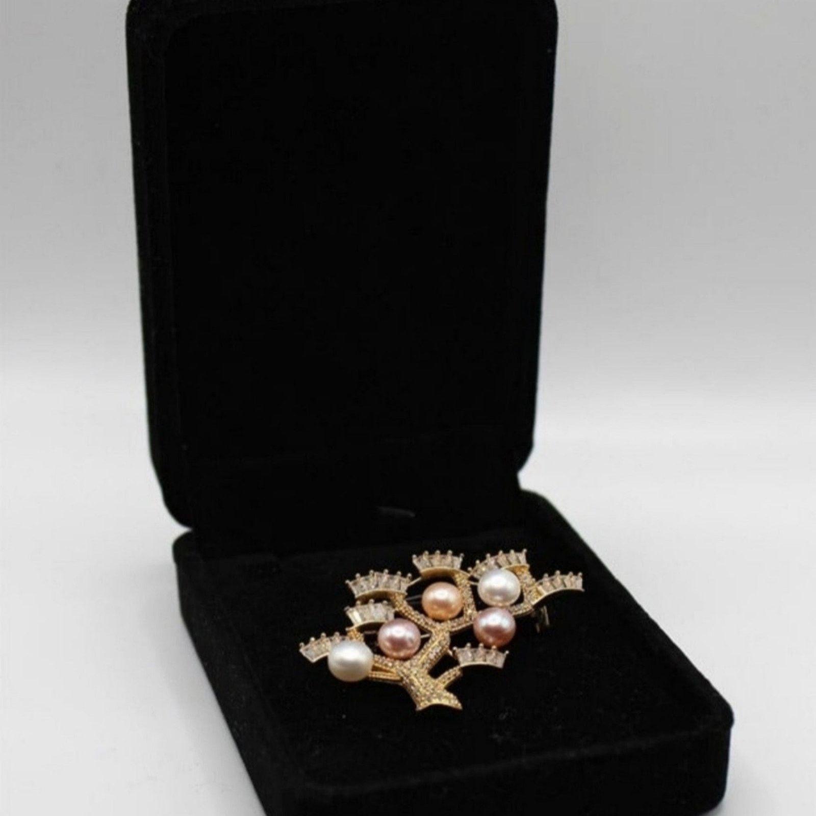 Other Freshwater Pearl Tree Brooch Cubic Zirconia Gold Plated NWT Size ONE SIZE - 6 Thumbnail