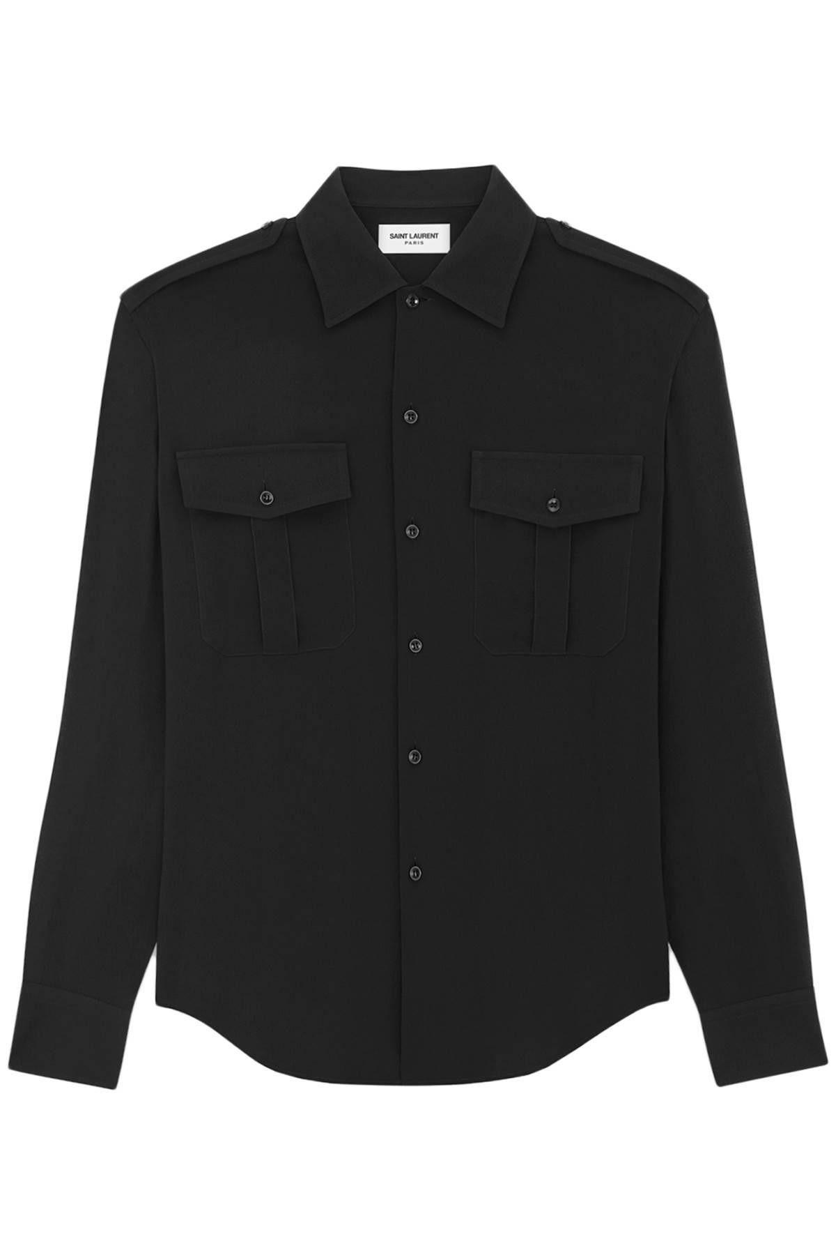 Saint Laurent Paris o1bcso1str1124 Silk Georgette in Black Size US M / EU 48-50 / 2 - 1 Preview