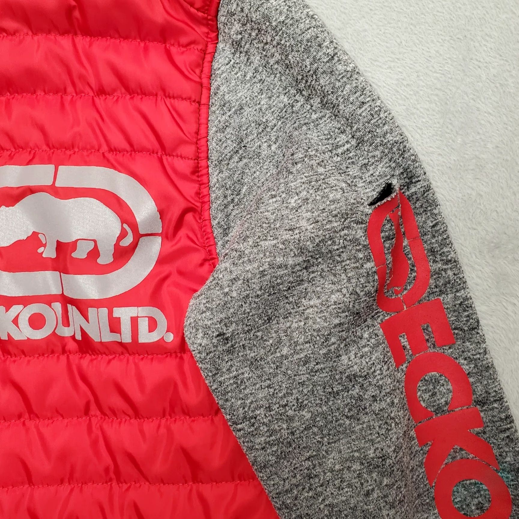 Ecko Unltd. VINTAGE Ecko Unltd Puffer Hoodie Jacket Mens Small Red Gray Hooded Zip Full Zip Casual Skate Outdoor Fleece Size US S / EU 44-46 / 1 - 3 Thumbnail