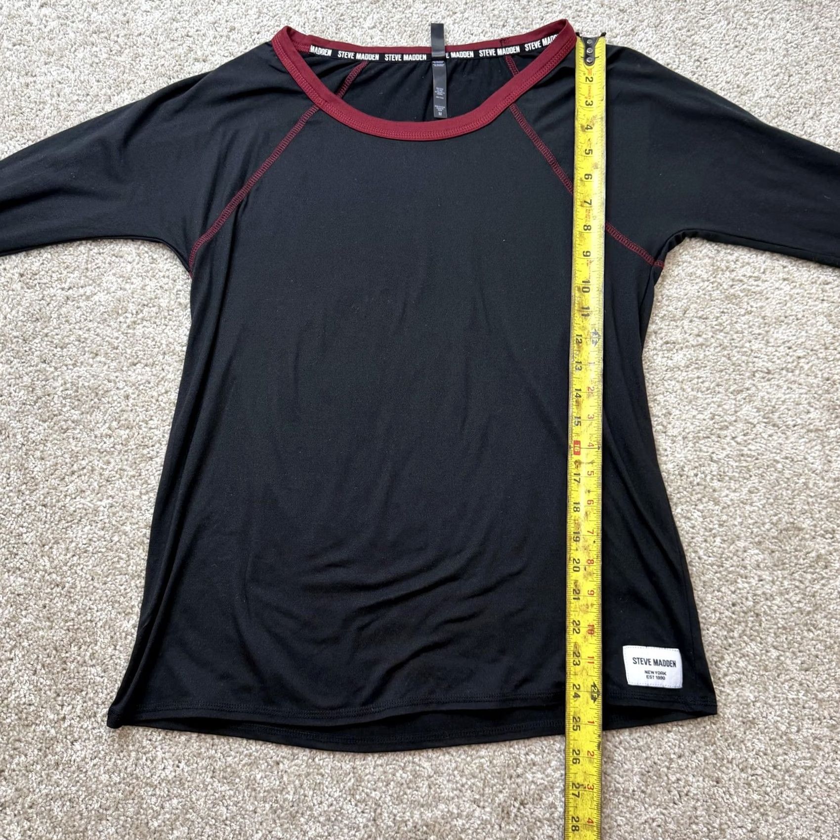 Steve Madden Steve Madden Shirt Womens M Black Burgundy Raglan Long Sleeve Jersey Top Size M / US 6-8 / IT 42-44 - 7 Thumbnail