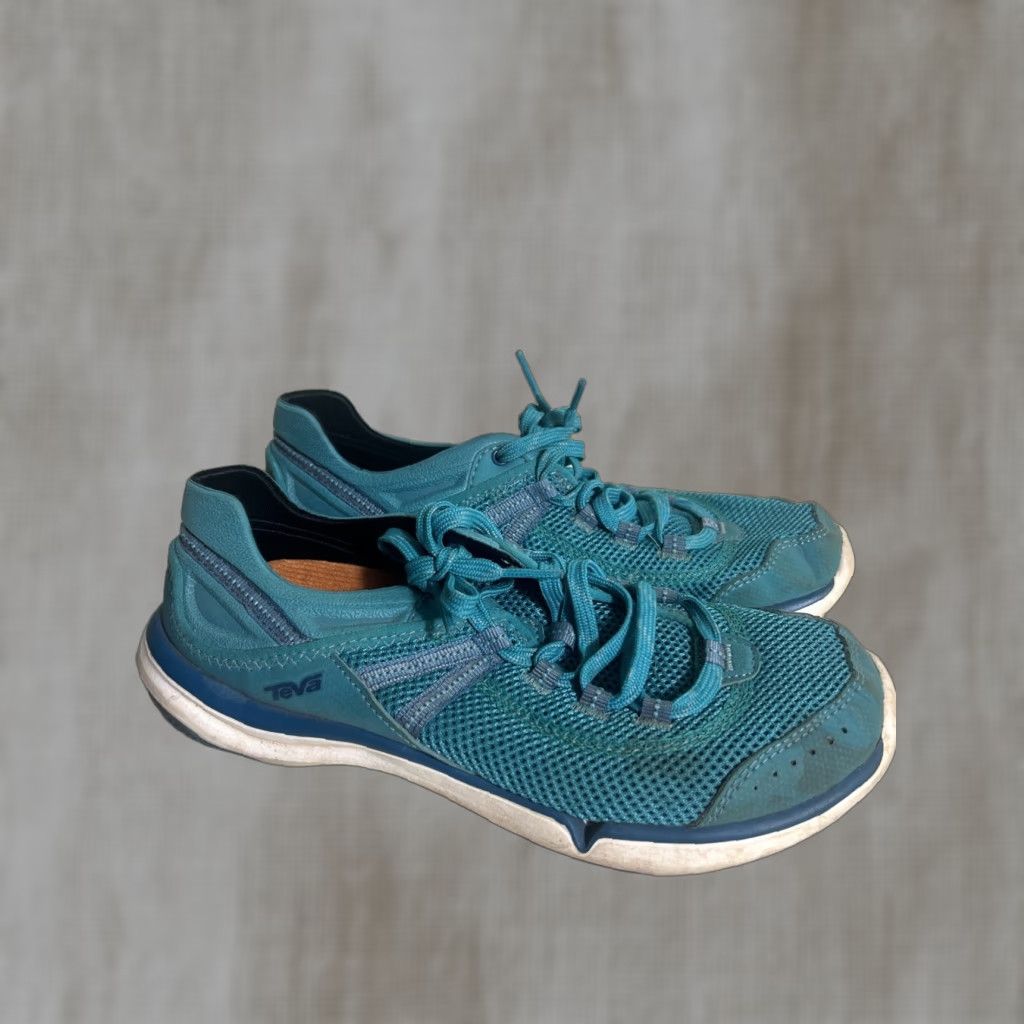 Teva Teva Evo Water Light Teal Athletic Shoes Womens 6.5 Teal Sneaker Breathable Performance Lace Up Solid Size US 7 / IT 37 - 1 Thumbnail