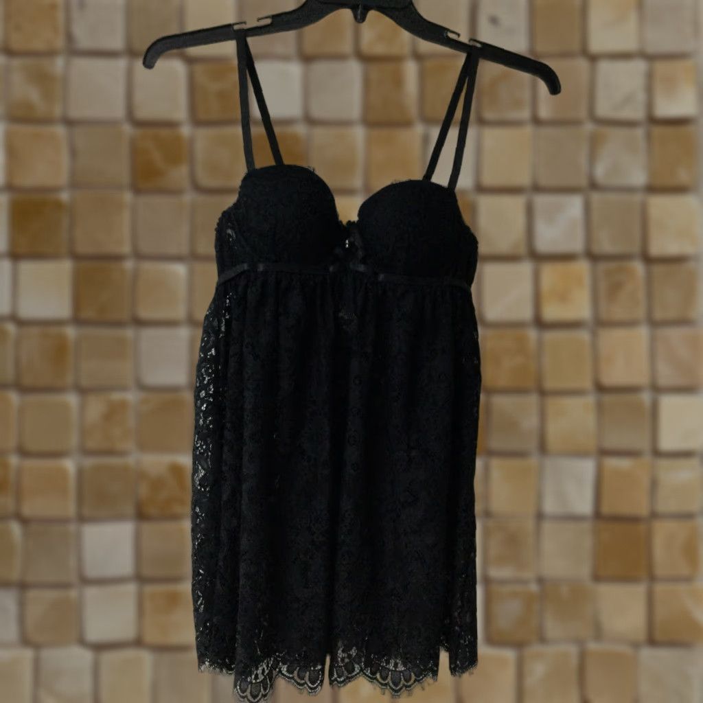 Vintage Seductive Wear By Cinema Etoile Black Chemise Size Small Lace Padded Bra, Women's