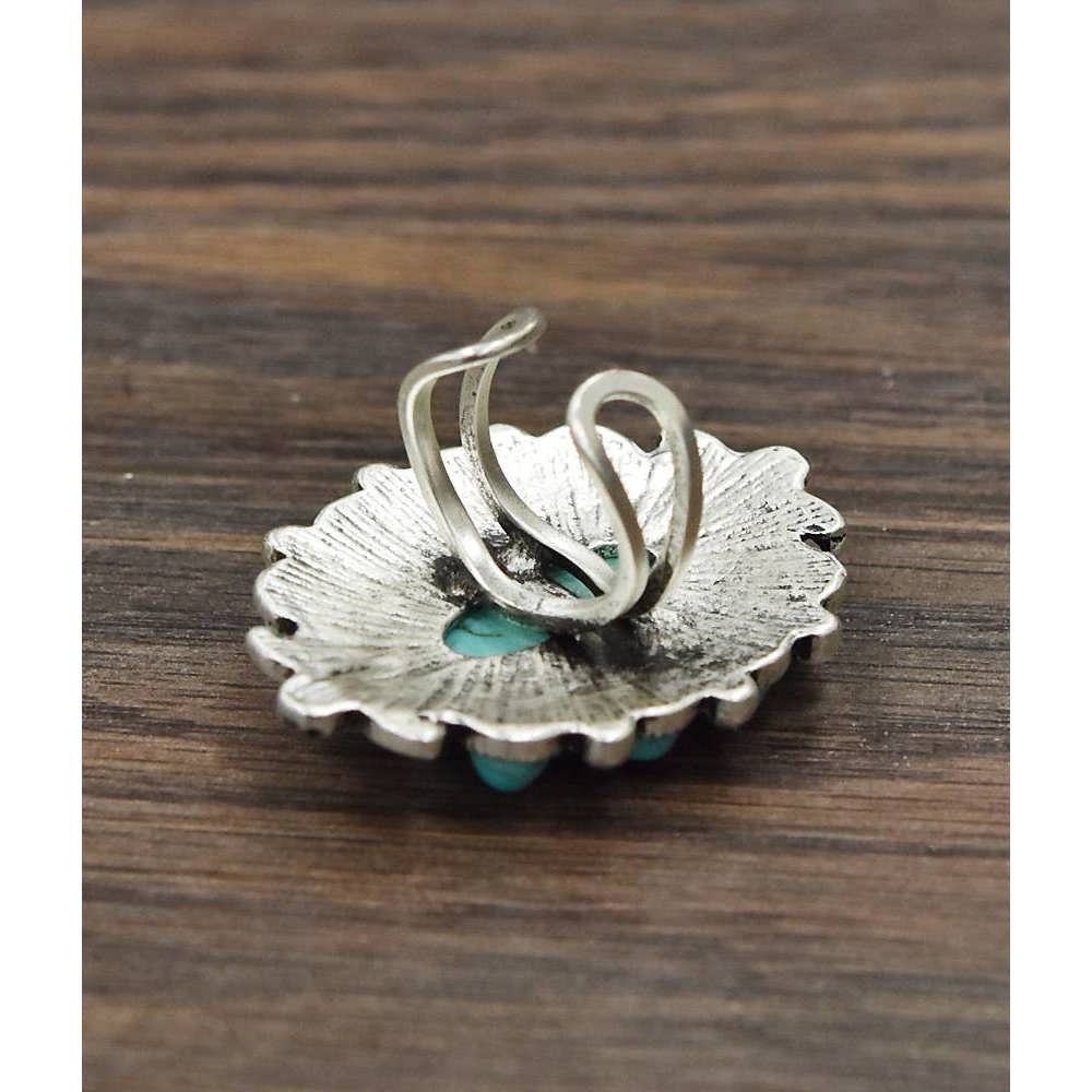 Other Turquoise Adjustable Statement Cuff Ring with Brass Dual Ban Size ONE SIZE - 2 Thumbnail