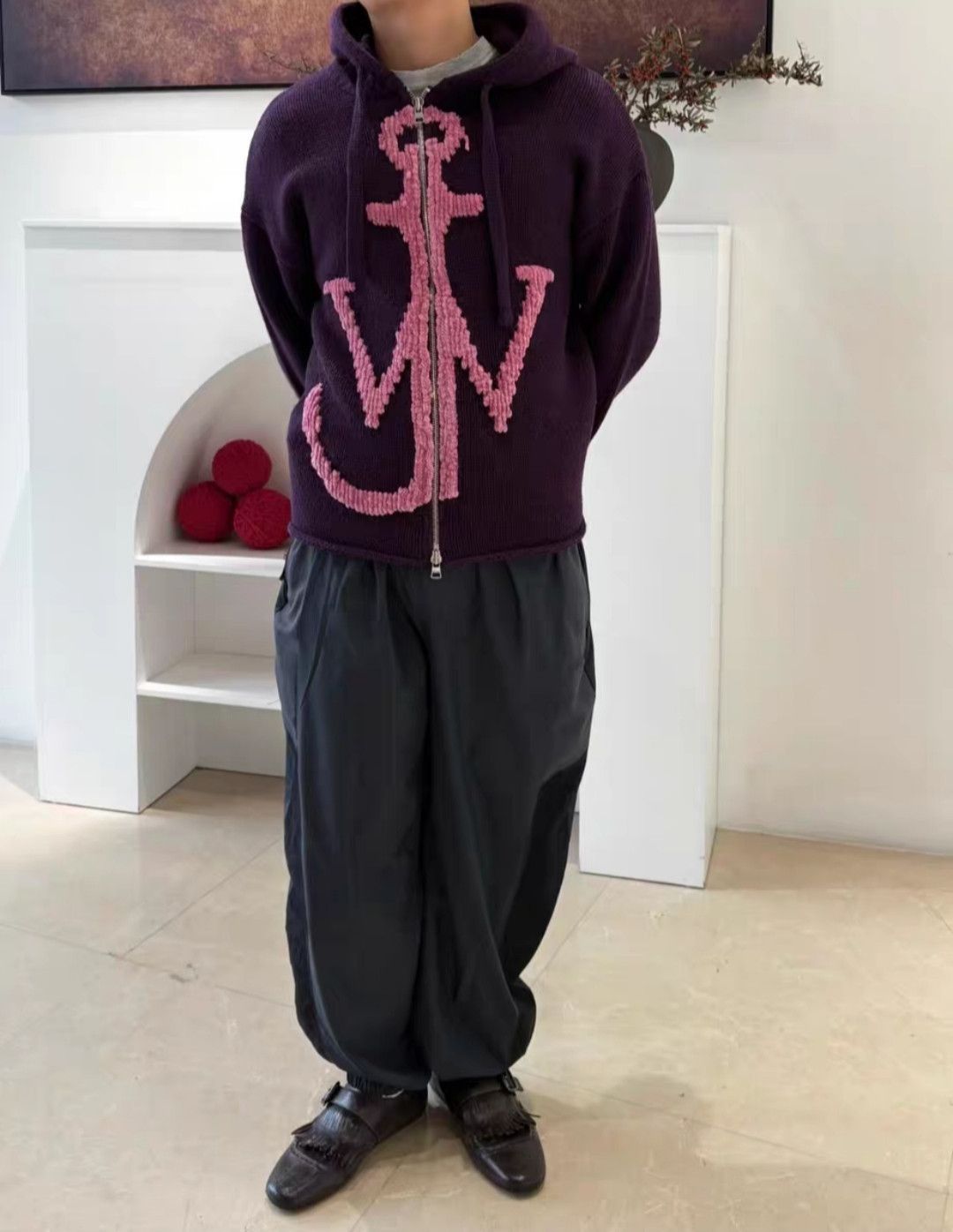 JW Anderson AW24 Purple Anchor zip knitted sweater hoodie Size US M / EU 48-50 / 2 - 13 Thumbnail