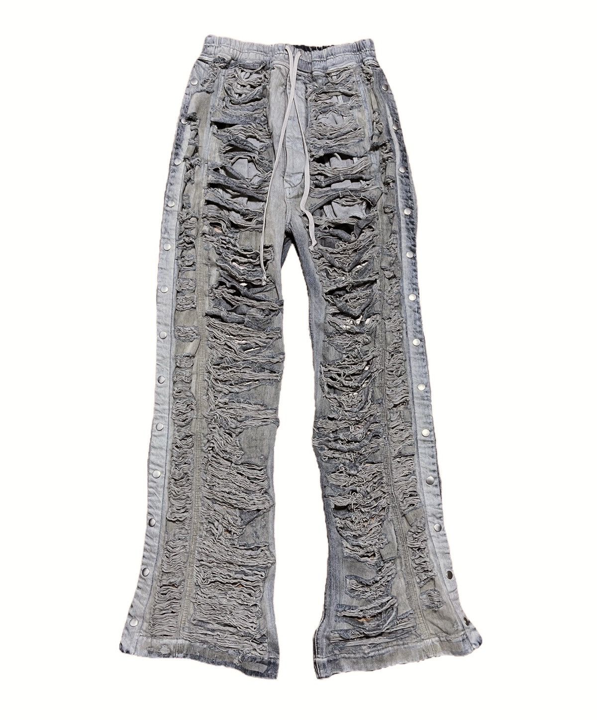 image of Rick Owens Drkshdw Slashed Denim Pusher Pants in Mineral Blue, Men's (Size 32)