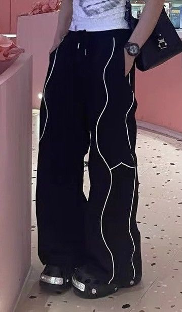 Japanese Brand × Vintage Y2K 2000s retro side swirl line baggy pants Size US 32 / EU 48 - 7 Thumbnail