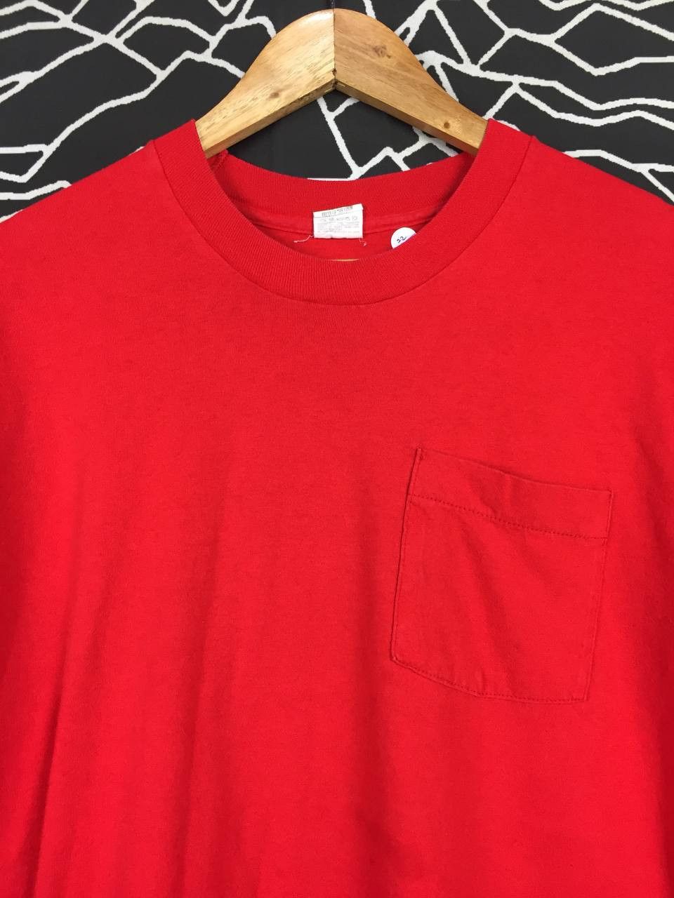 Fruit Of The Loom × Vintage Vtg 80s Fruit Of The Loom Plain Made In Usa Pocket Tee Size US XL / EU 56 / 4 - 3 Thumbnail
