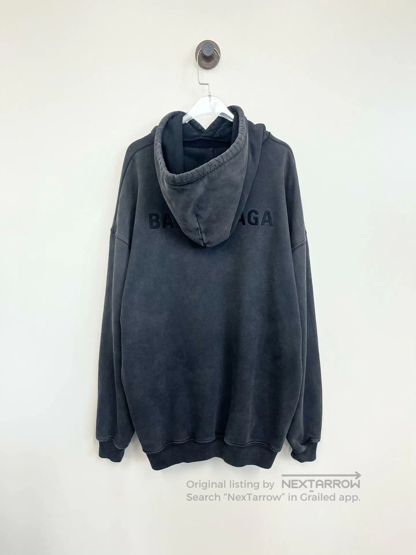 Balenciaga Balenciaga Gray Distressed Logo Hoodie. Size US M / EU 48-50 / 2 - 2 Thumbnail