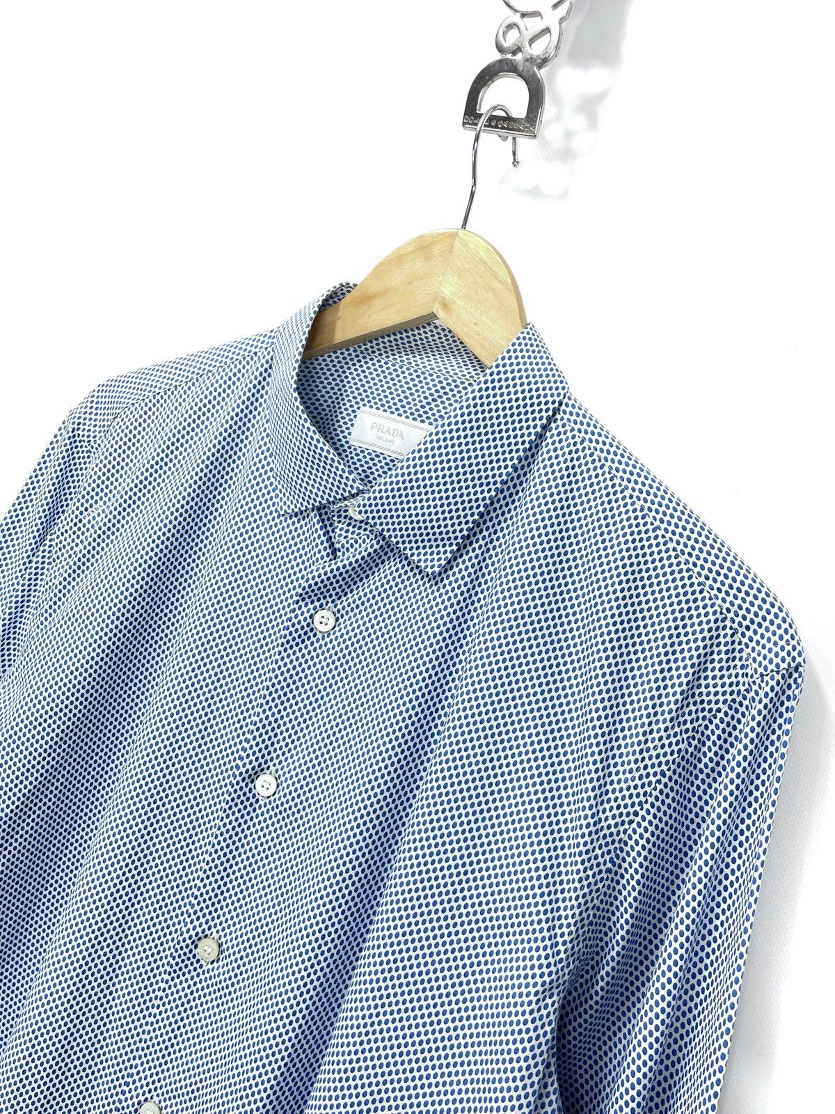Prada PRADA Milano Micro Dot Cotton Shirt - Size L/XL Size US XL / EU 56 / 4 - 2 Thumbnail