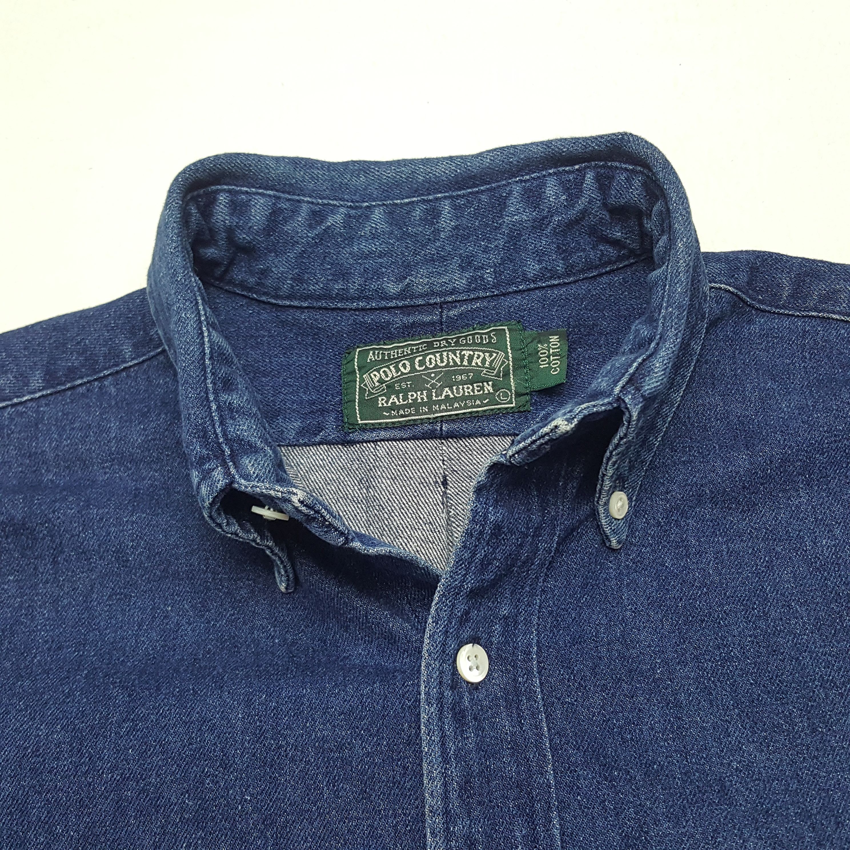 Ralph Lauren × Vintage Vintage Ralph Lauren American Brand Denim Shirt Button Up Size US XL / EU 56 / 4 - 4 Thumbnail