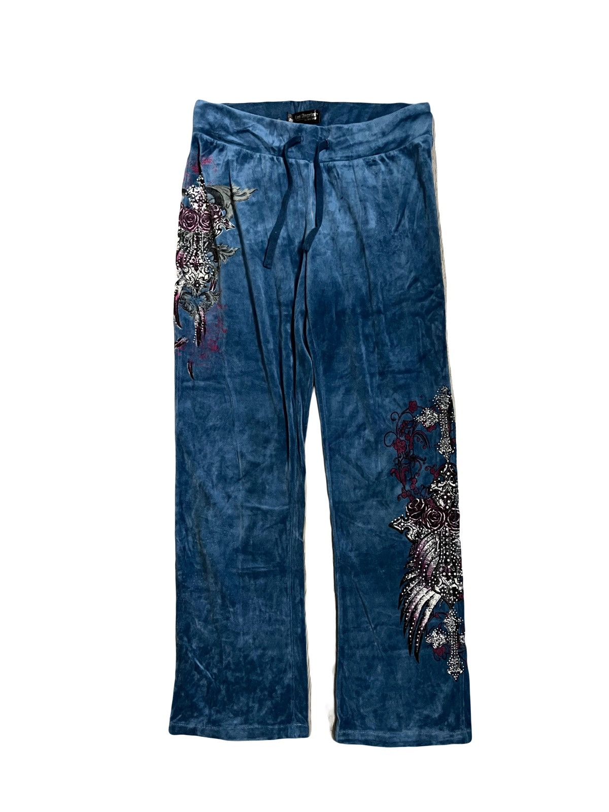 Ed Hardy Vintage Y2K cross and rose velvet pants 🥀➕ Size 26" / US 2 / IT 38 - 3 Thumbnail