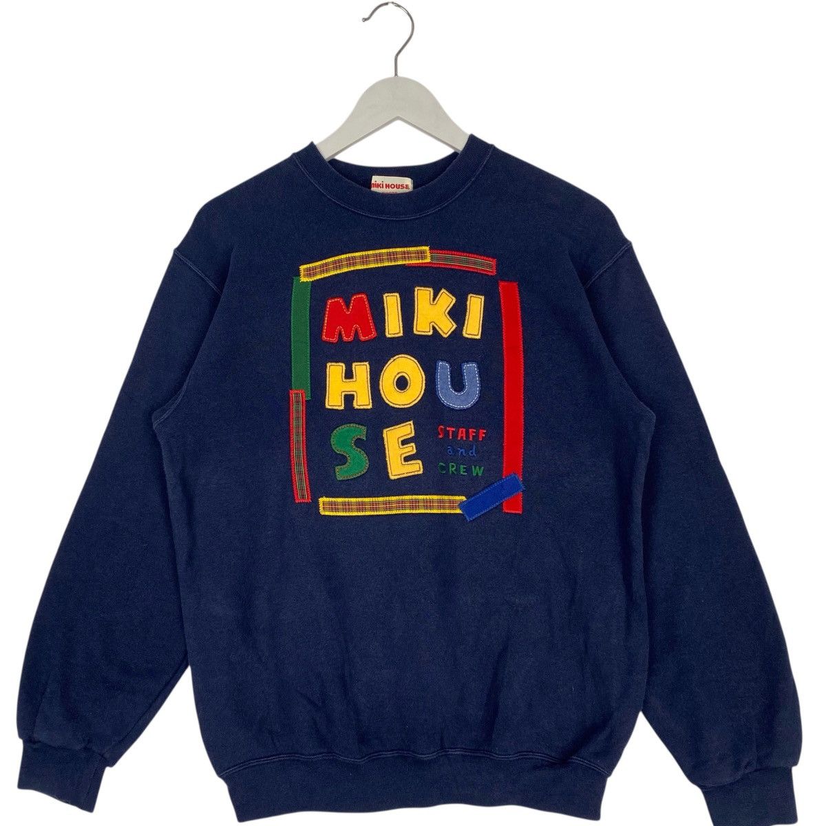 Vintage Mikihouse Japan Sweatshirt Crewneck Navy Blue Logo