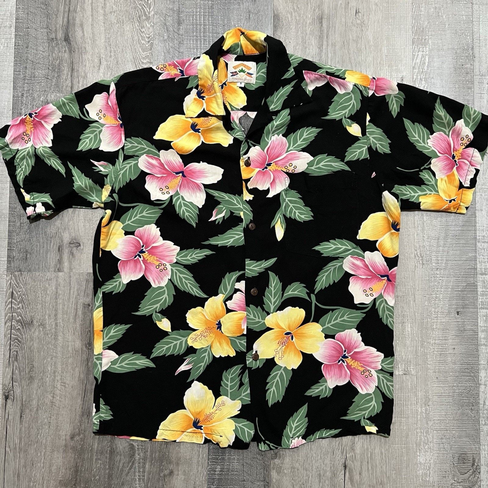 Pineapple Connection VTG Pineapple Juice Hawaiian Black Floral Rayon Shirt Beach Size US S / EU 44-46 / 1 - 1 Thumbnail