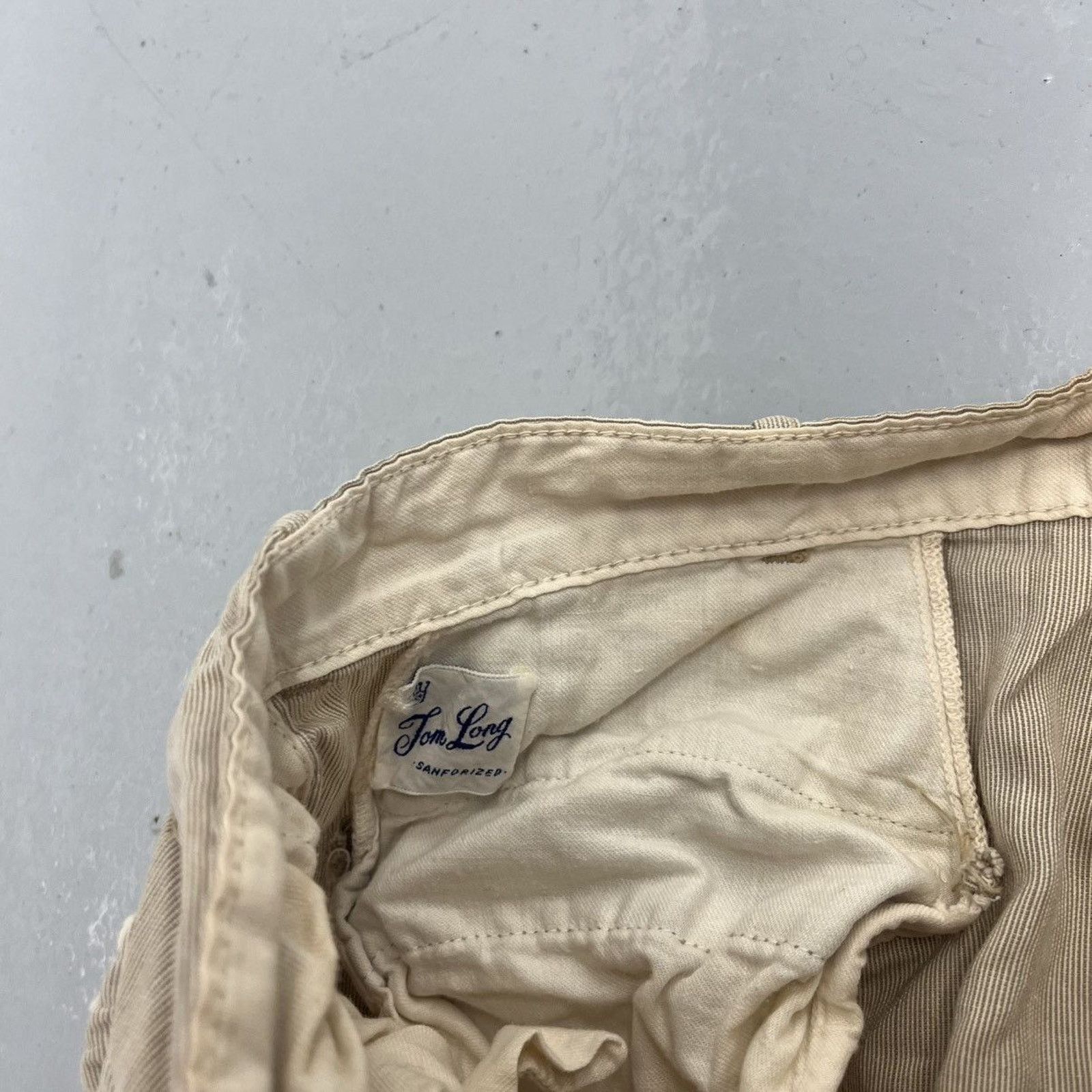 Other Vintage 50s Tom Long Tan Striped Cotton Trousers 29x32 Size US 29 - 5 Thumbnail