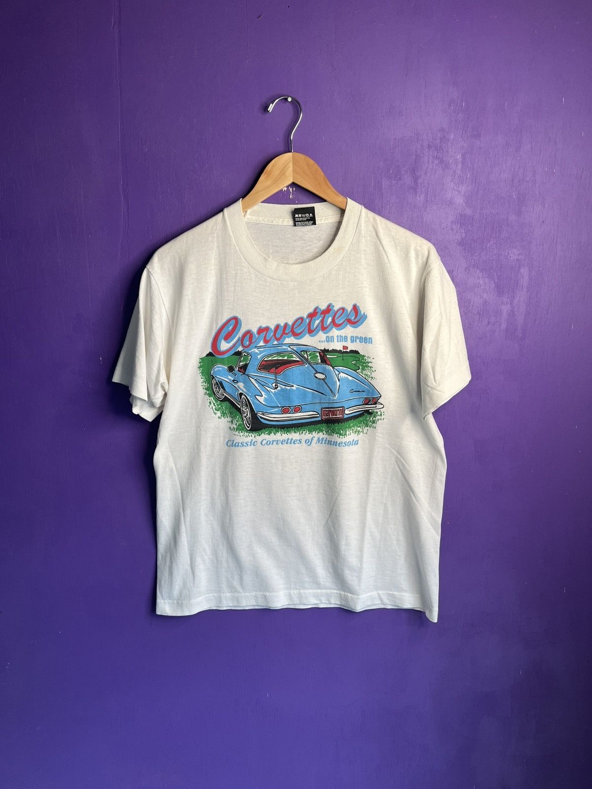 Vintage Vintage 90s Corvettes on the green t-shirt Size US L / EU 52-54 / 3 - 1 Thumbnail