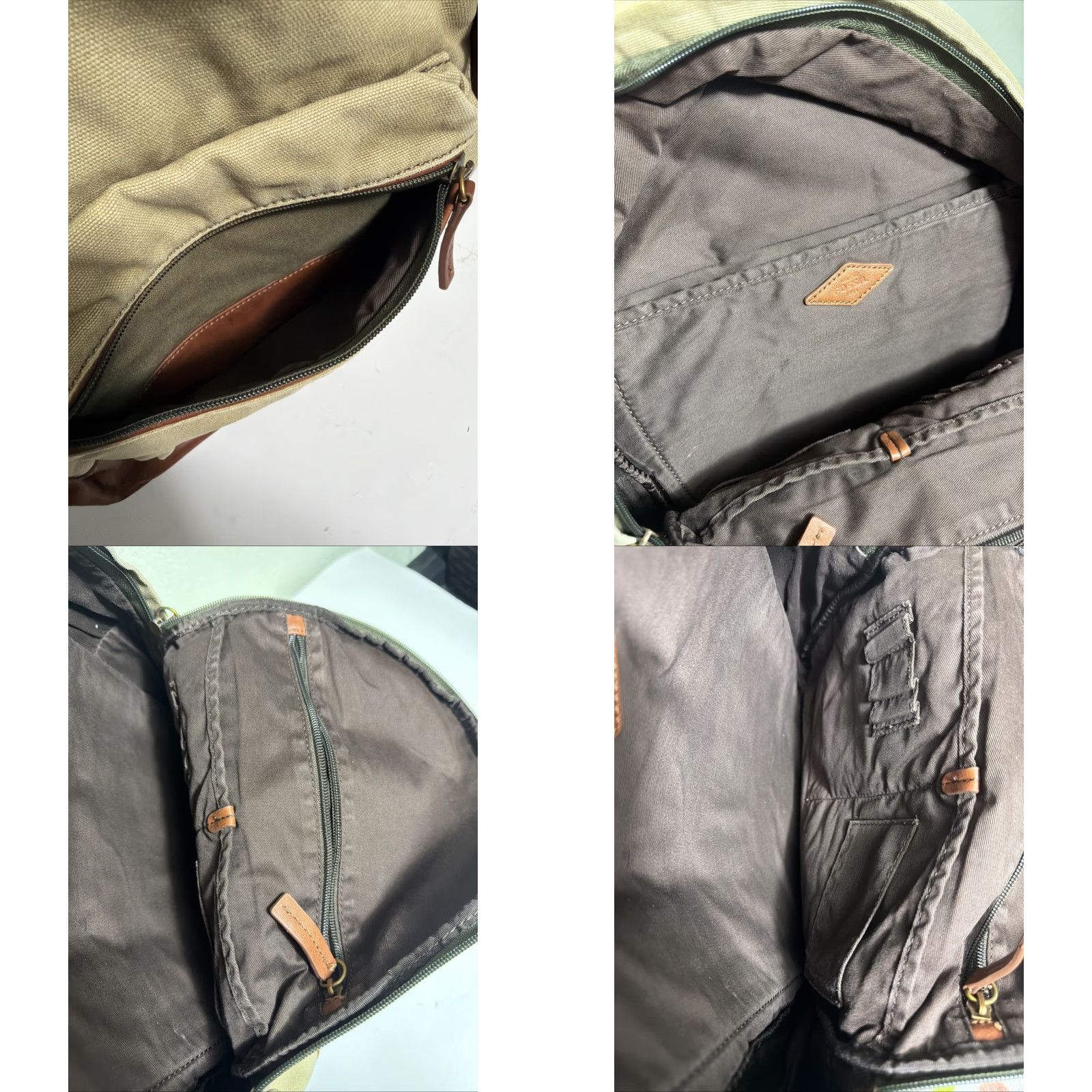 Fossil Fossil Backpack Canvas Leather Estate Brown Beige 16x10x5 Men Mens Size ONE SIZE - 10 Thumbnail