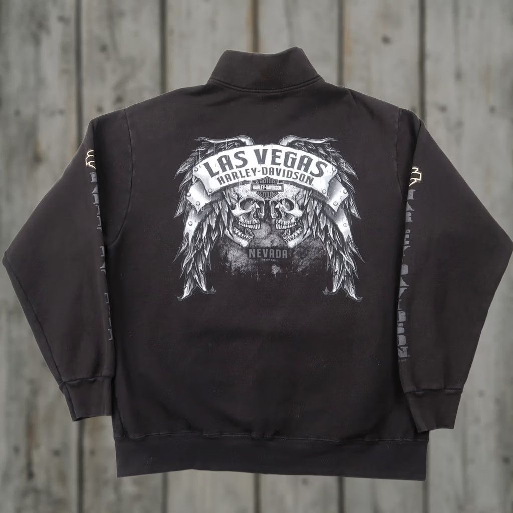 Harley Davidson Vintage Harley-Davidson Jacket Mens L Black Full Zip Skull Graphic Print Y2K Size US L / EU 52-54 / 3 - 1 Thumbnail