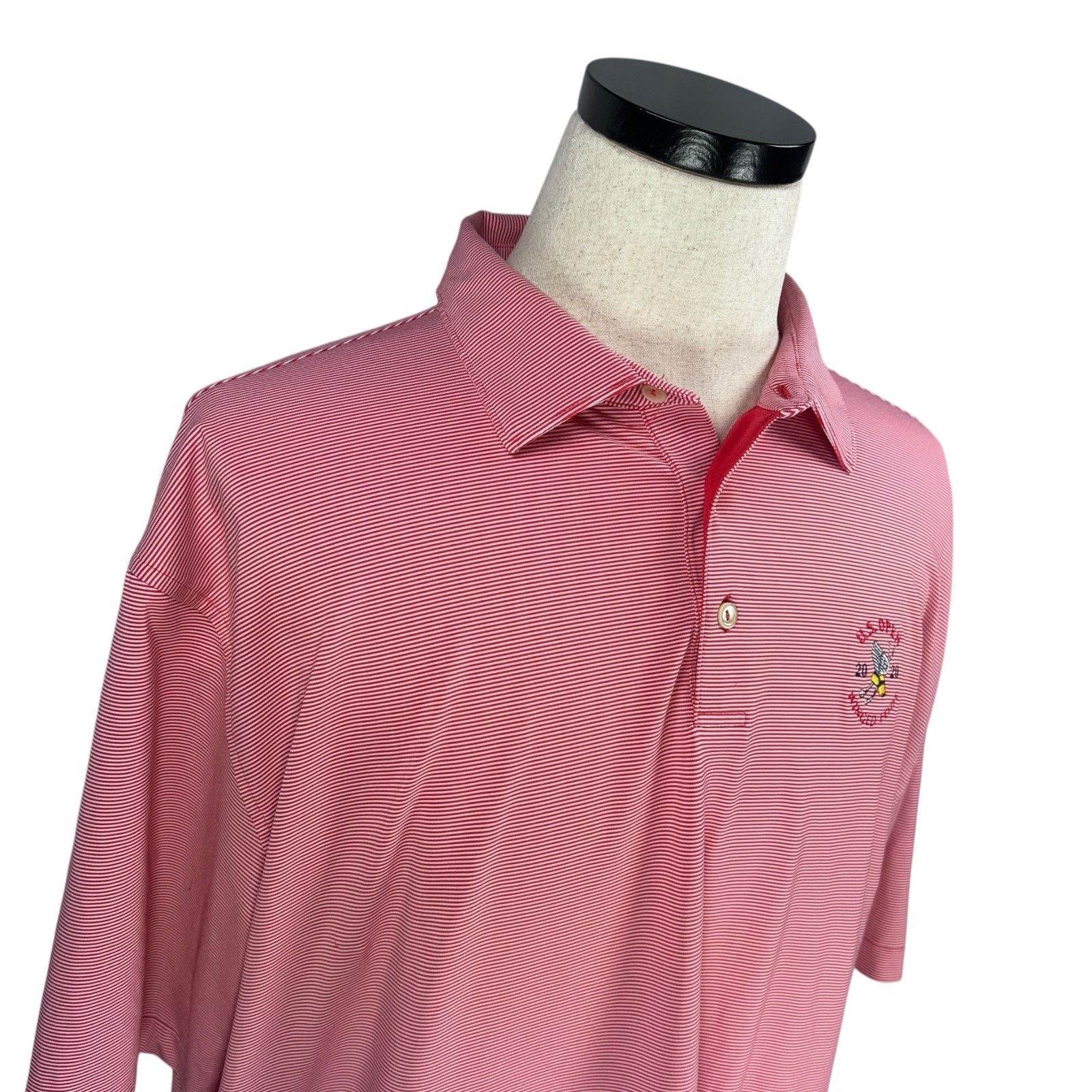 Peter Millar Peter Millar Polo Shirt Men's 2XL Red White Striped US Open Size US XXL / EU 58 / 5 - 2 Thumbnail