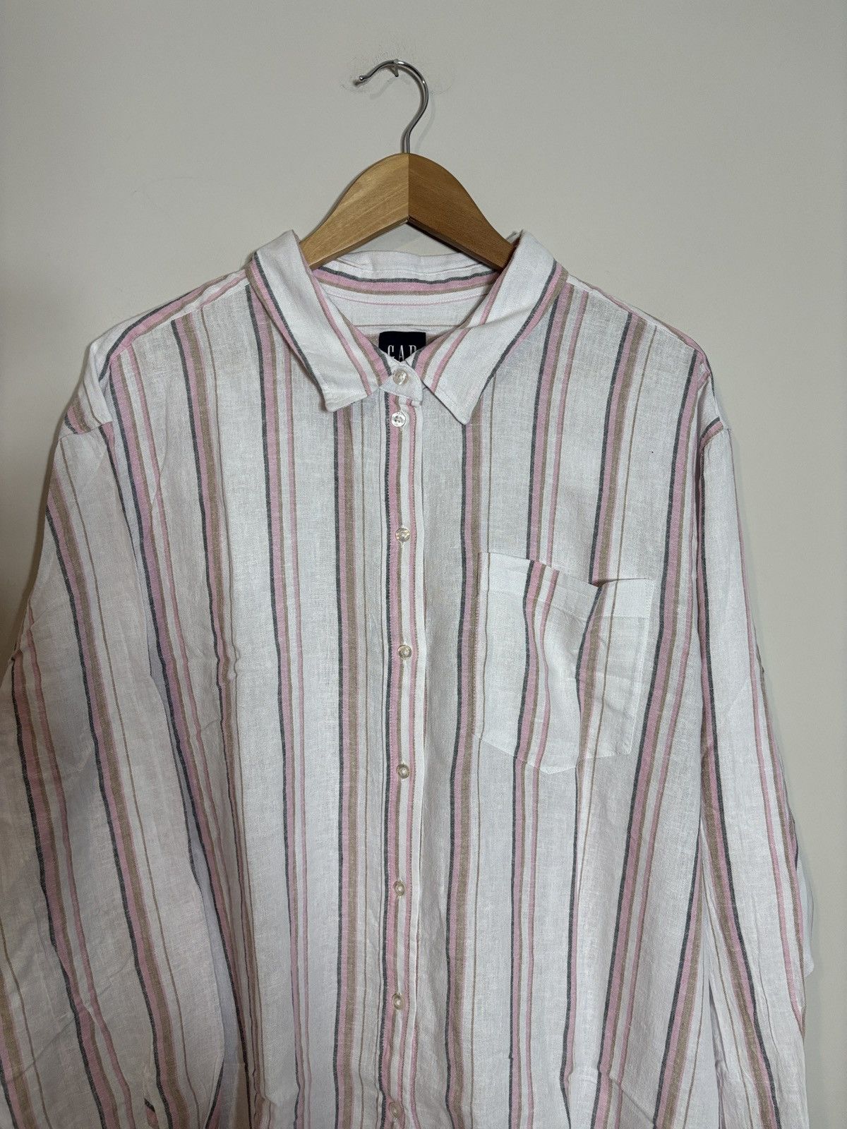Gap Gap Linen Blend Striped Button Up Shirt XXL NWT Size US XXL / EU 58 / 5 - 1 Thumbnail